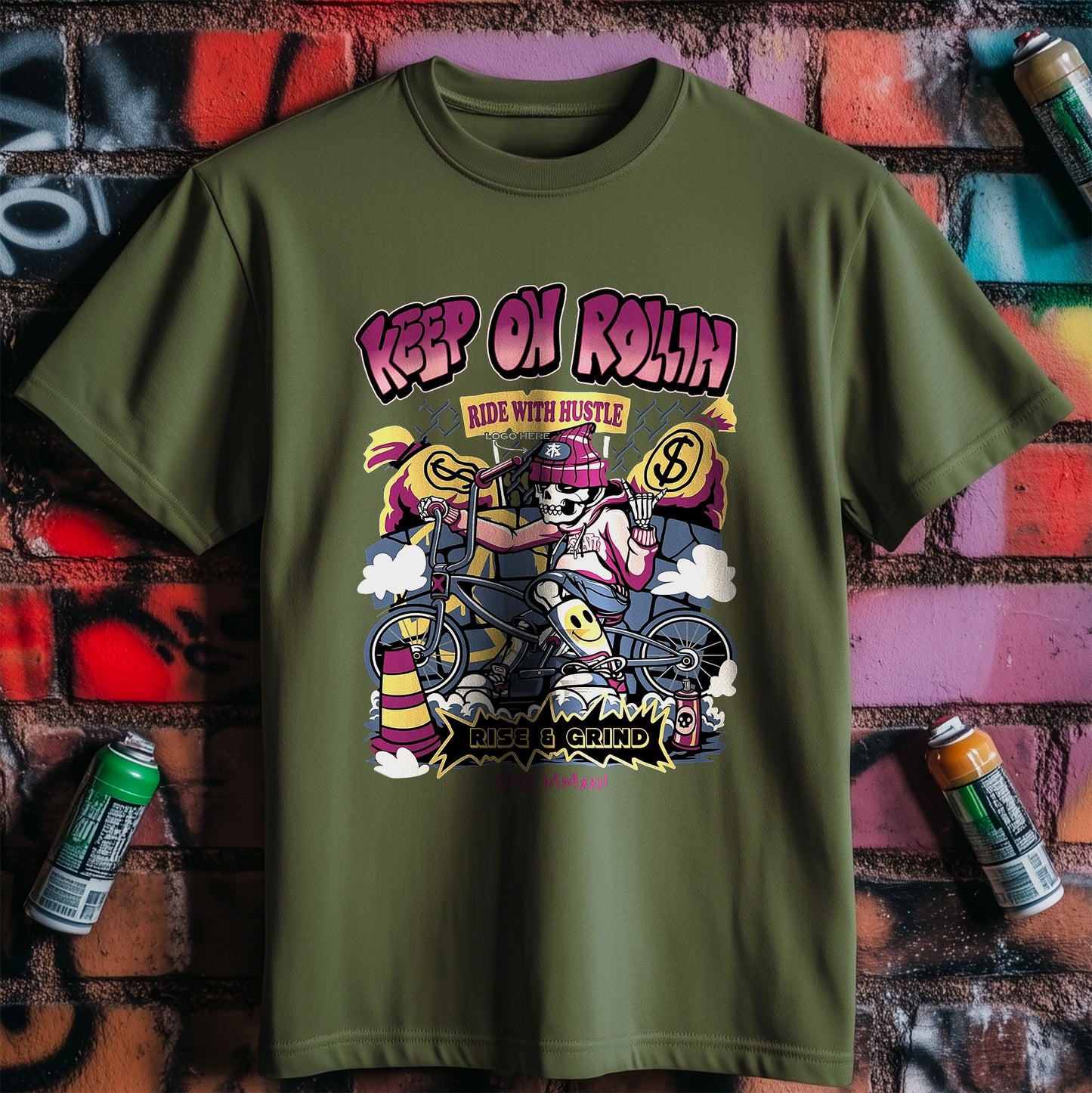 Keep On Rollin‚Äô Biker T-Shirt ‚Äì Ride