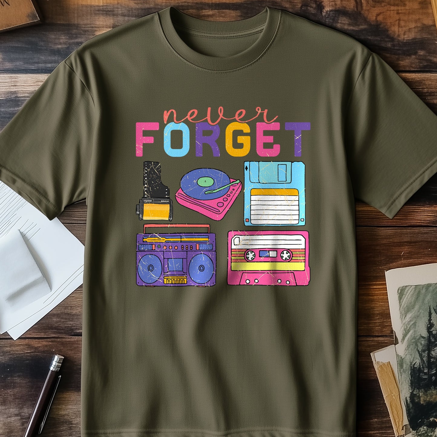 Retro Tapes Never Forget T-Shirt -