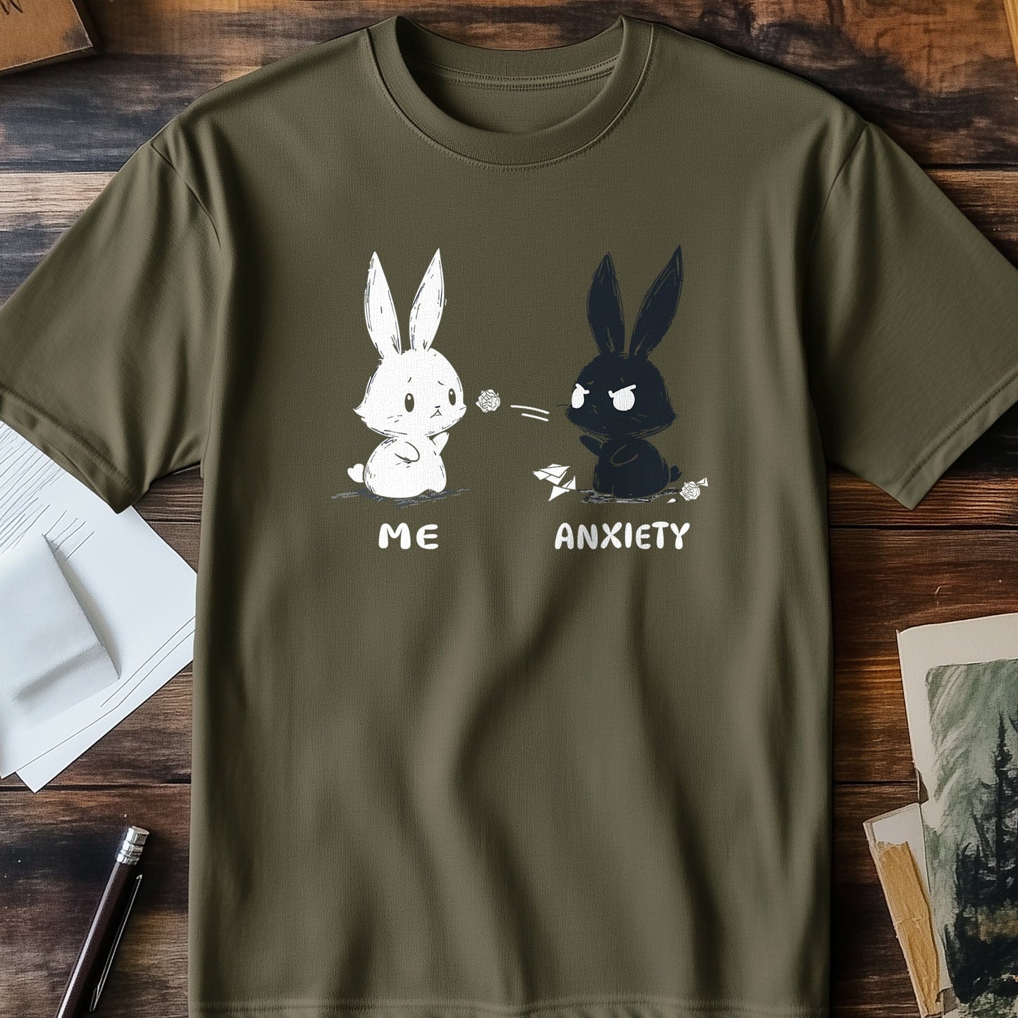 Me Anxiety Bunny T-shirt - Hilariously