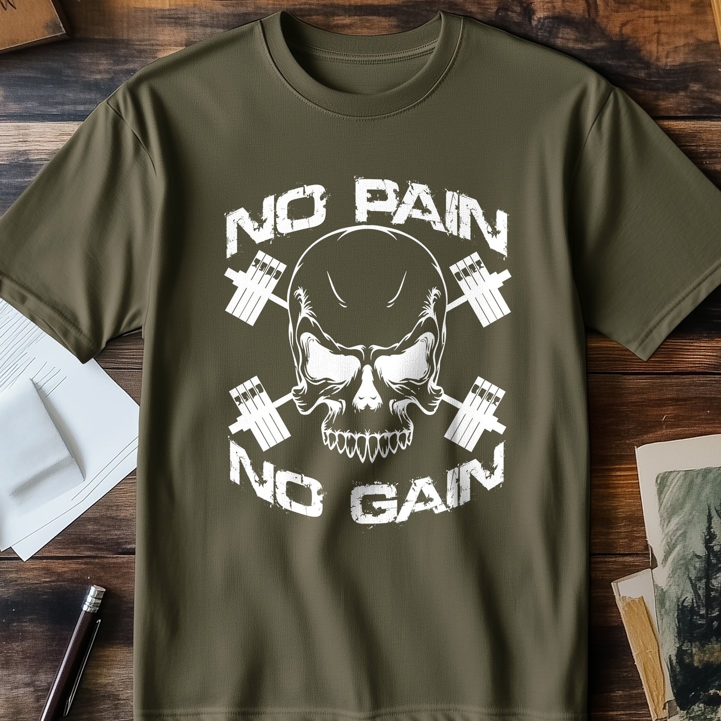 No Pain, Gain Skull T-Shirt