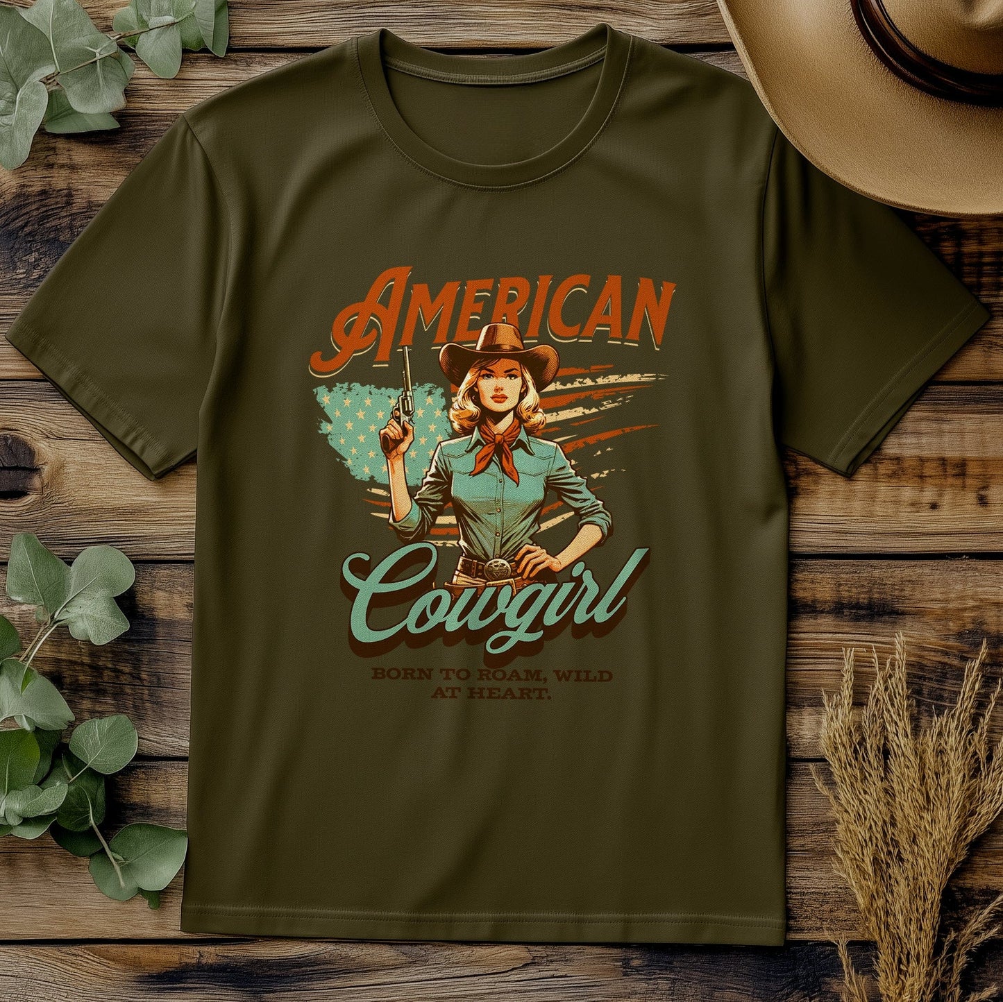 American Cowgirl T-Shirt with gun