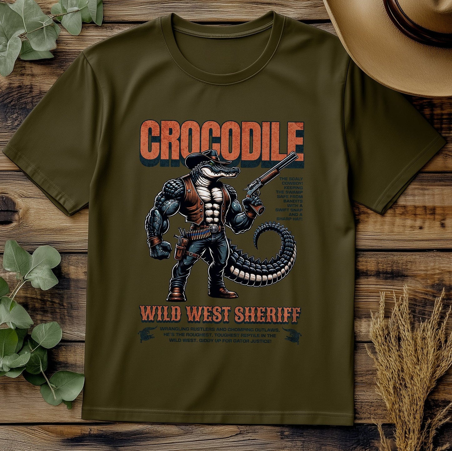 Crocodile Cowboy Wild West Sheriff T-shirt