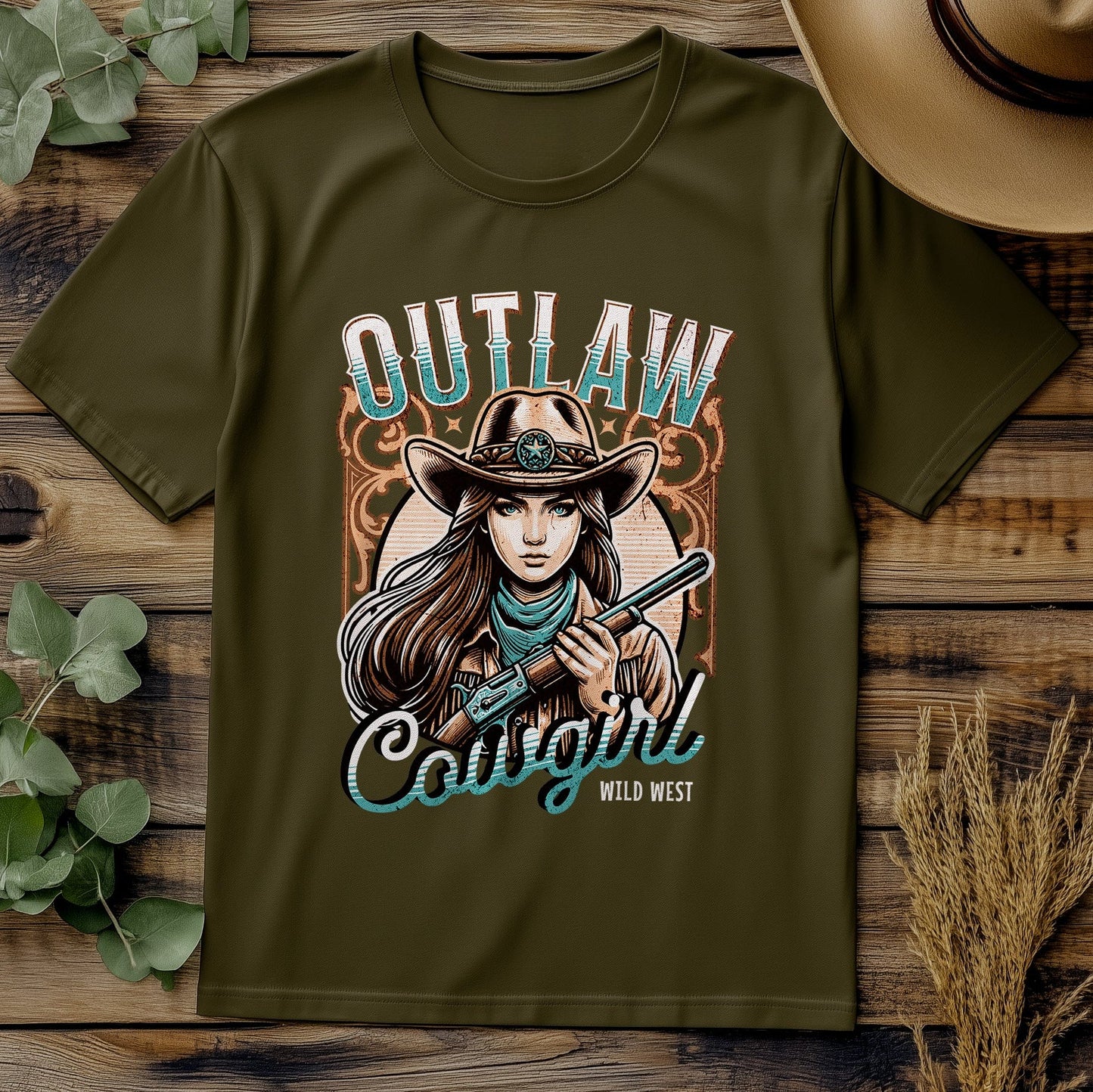 Outlaw Cowgirl Wild West T-Shirt