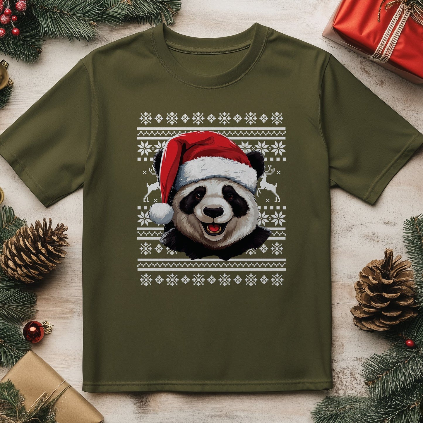 Christmas Panda Santa Hat T-Shirt -