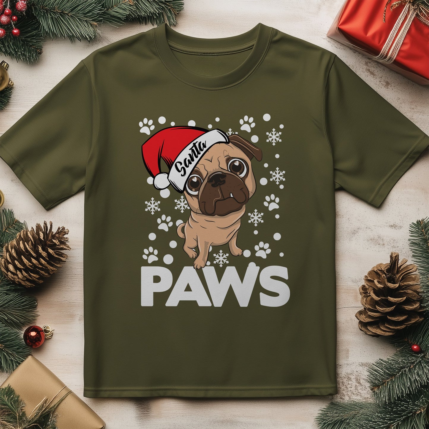 Santa Paws Pug Dog t-shirt -