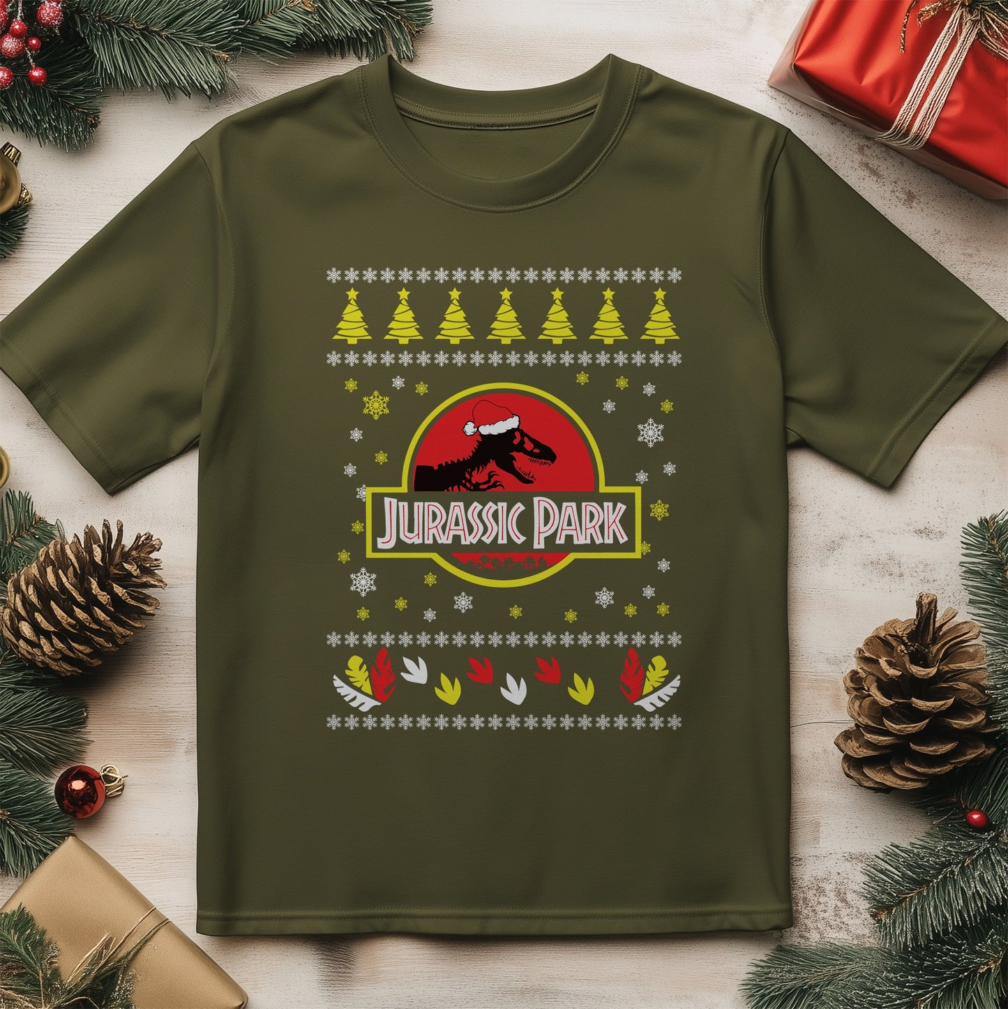 Juraiisic Park Christmas T-Shirt - A