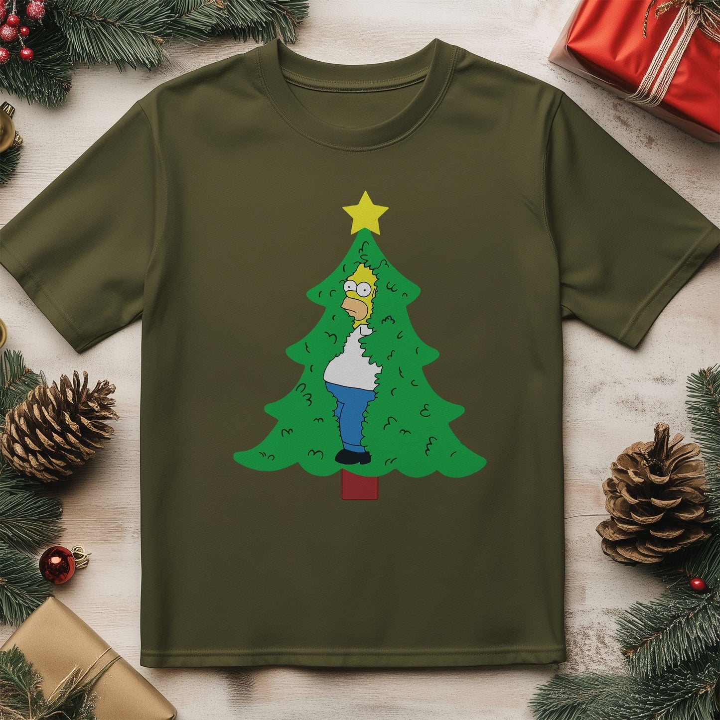 Homer Tree Meme T-shirt - Festive &