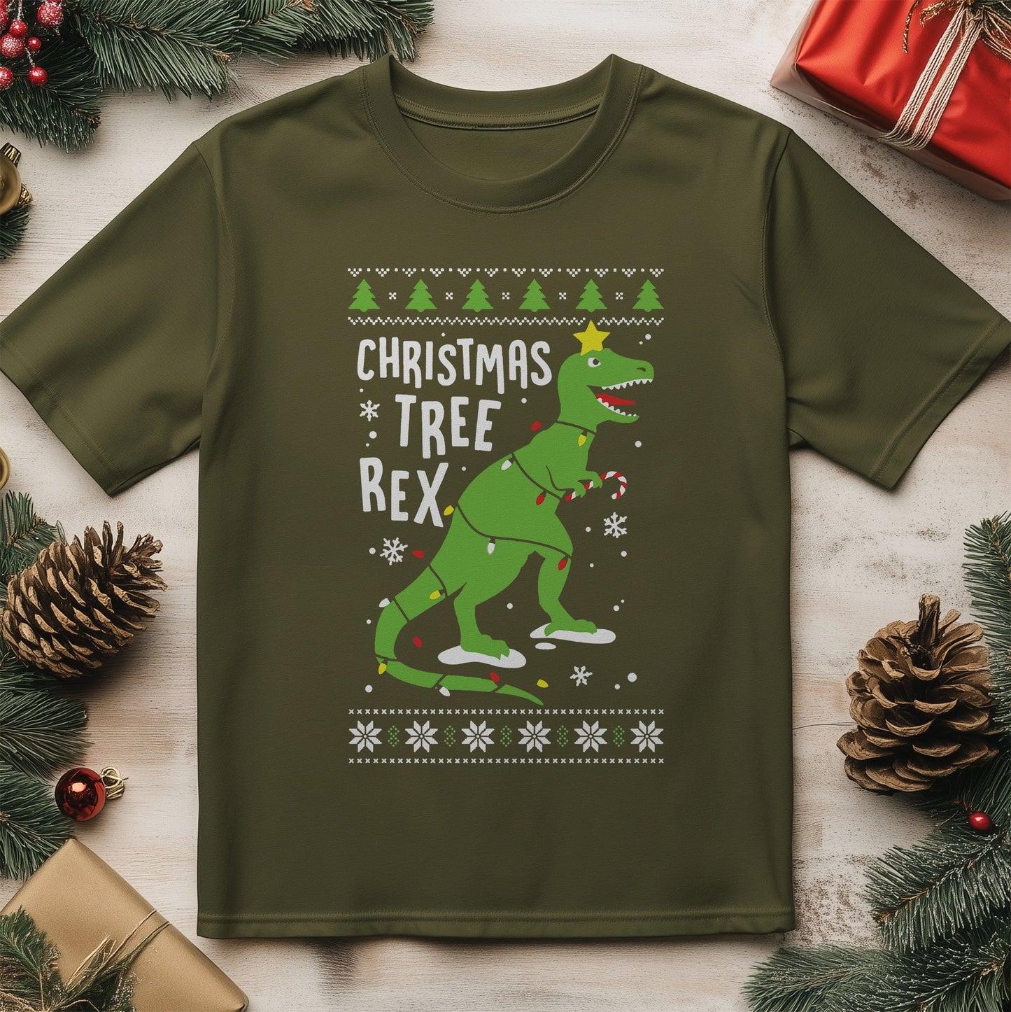 Christmas Tree Rex T-shirt - Jingle