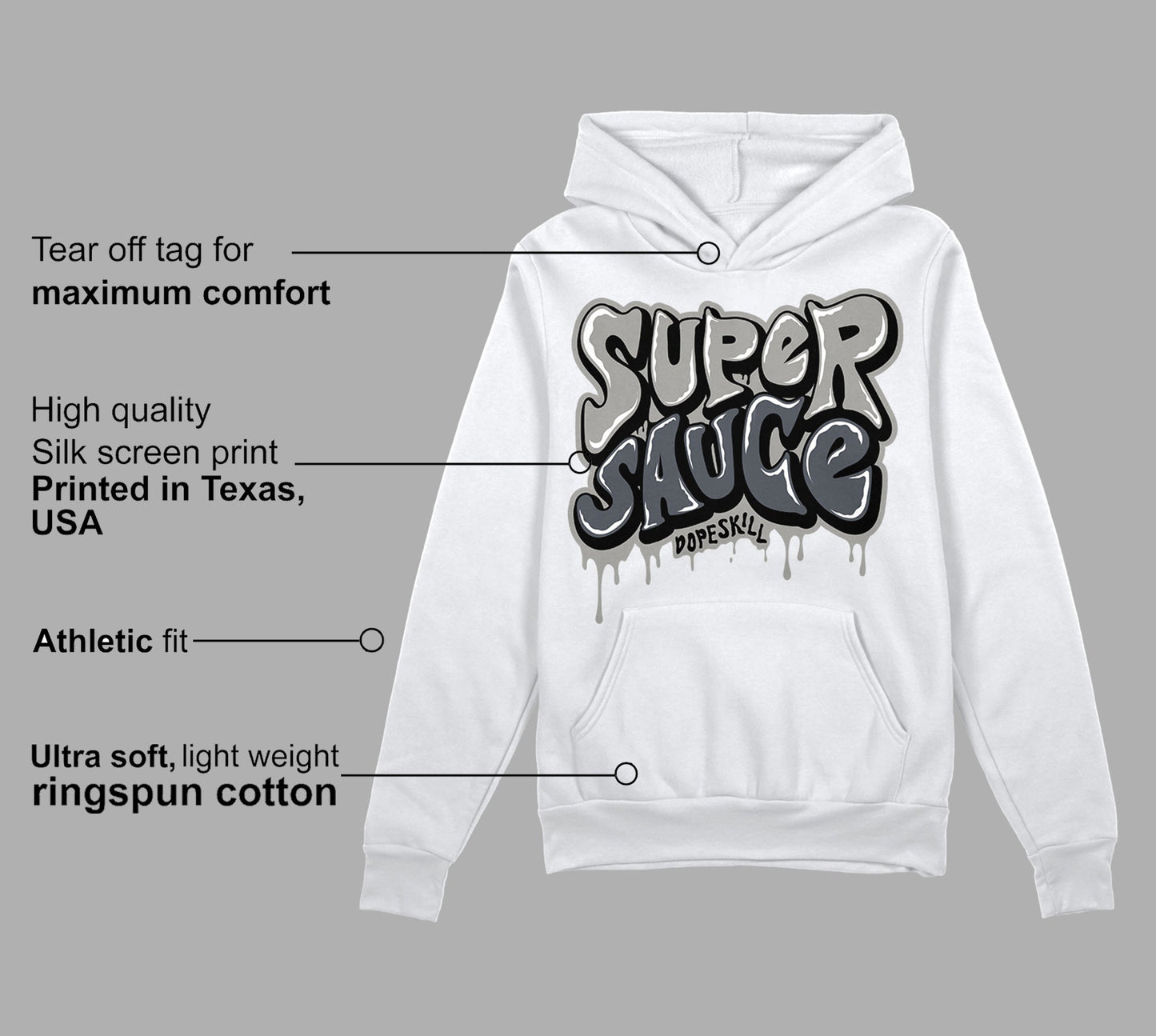 Cool Grey 11s DopeSkill Hoodie Sweatshirt Super Sauce Graphic