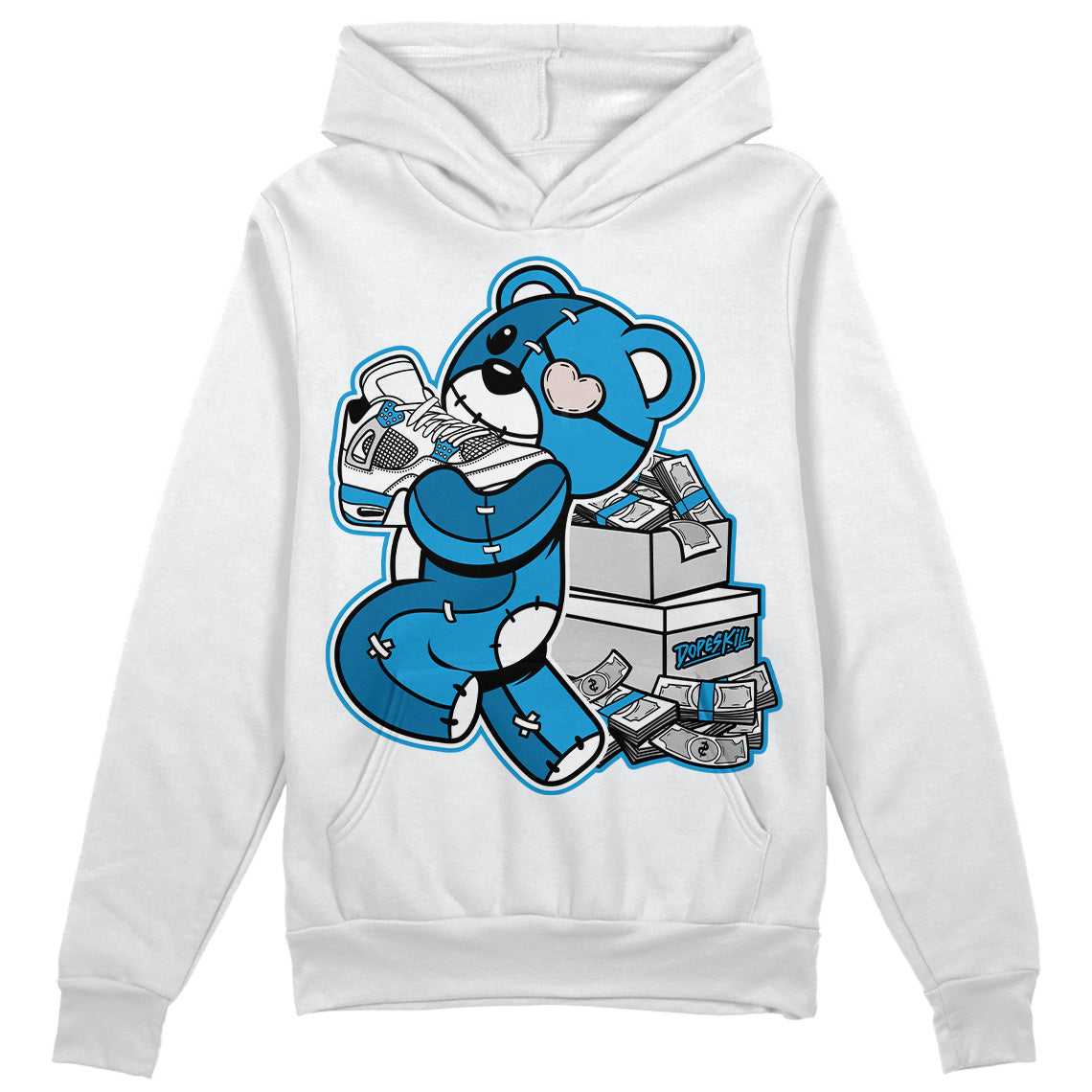 Military Blue 4s DopeSkill Hoodie Sweatshirt Bear Steals Sneaker Graphic