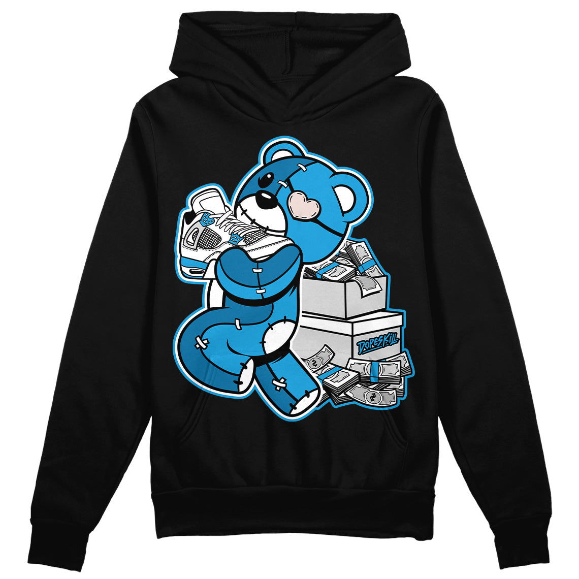 Military Blue 4s DopeSkill Hoodie Sweatshirt Bear Steals Sneaker Graphic