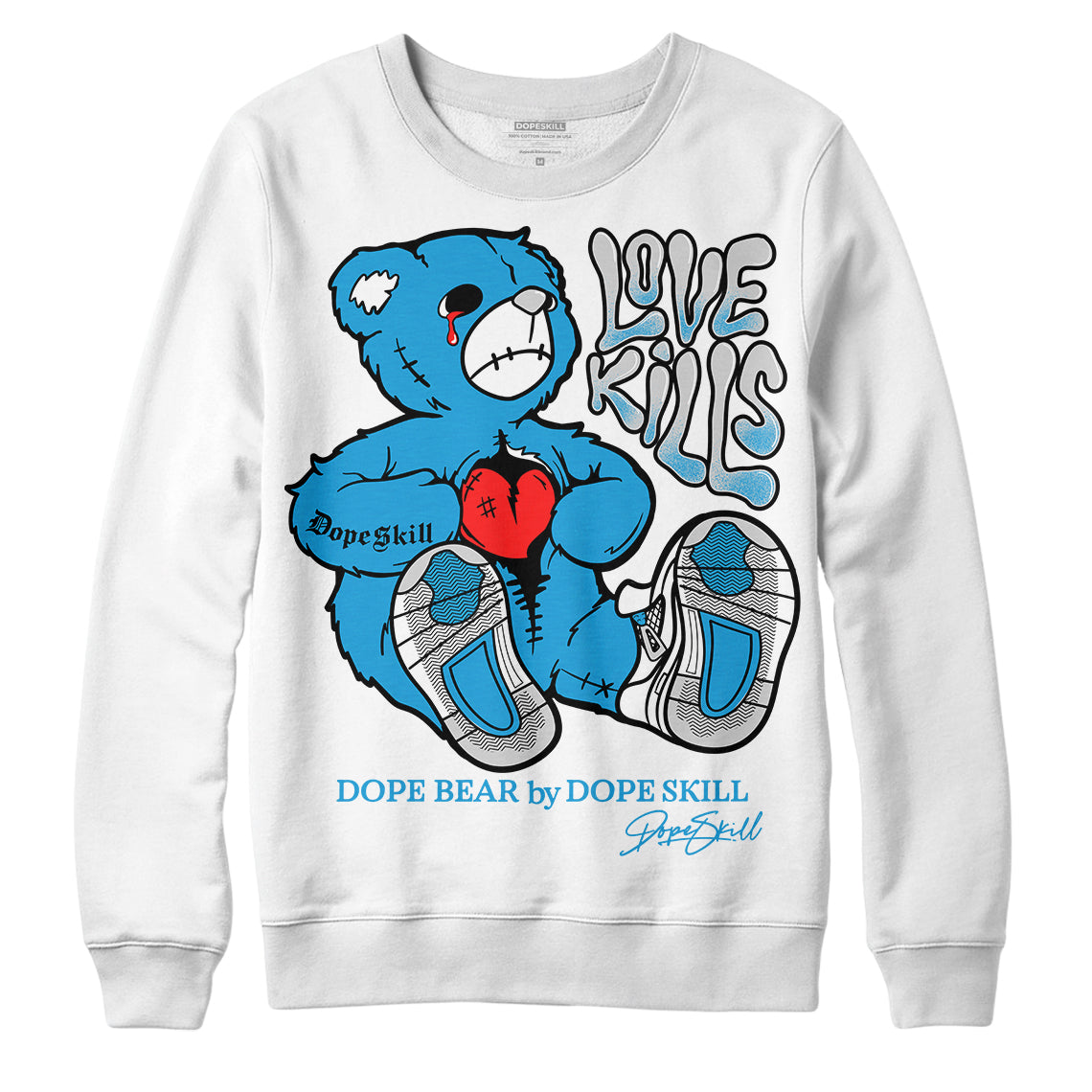 Military Blue 4s DopeSkill Sweatshirt Love Kills Graphic