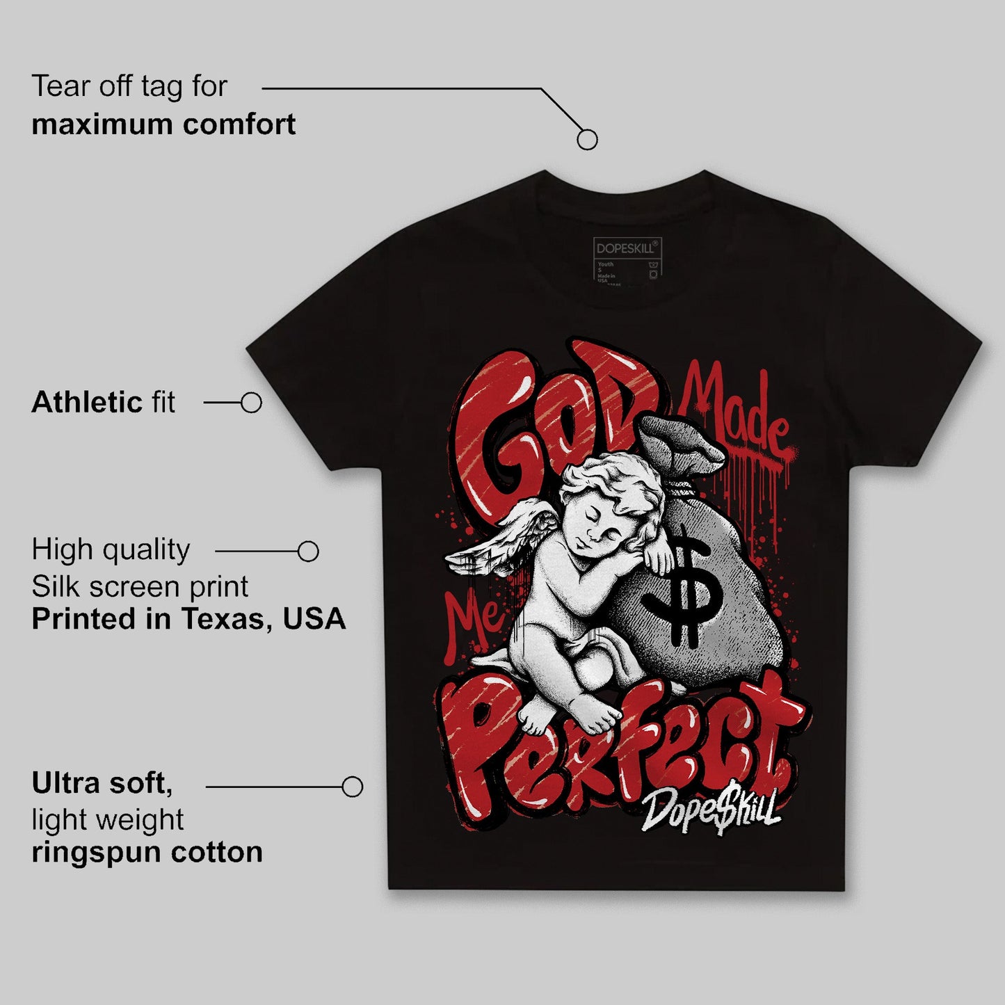 Flu Game 12s DopeSkill Toddler Kids T-shirt God Made Me Perfect Graphic