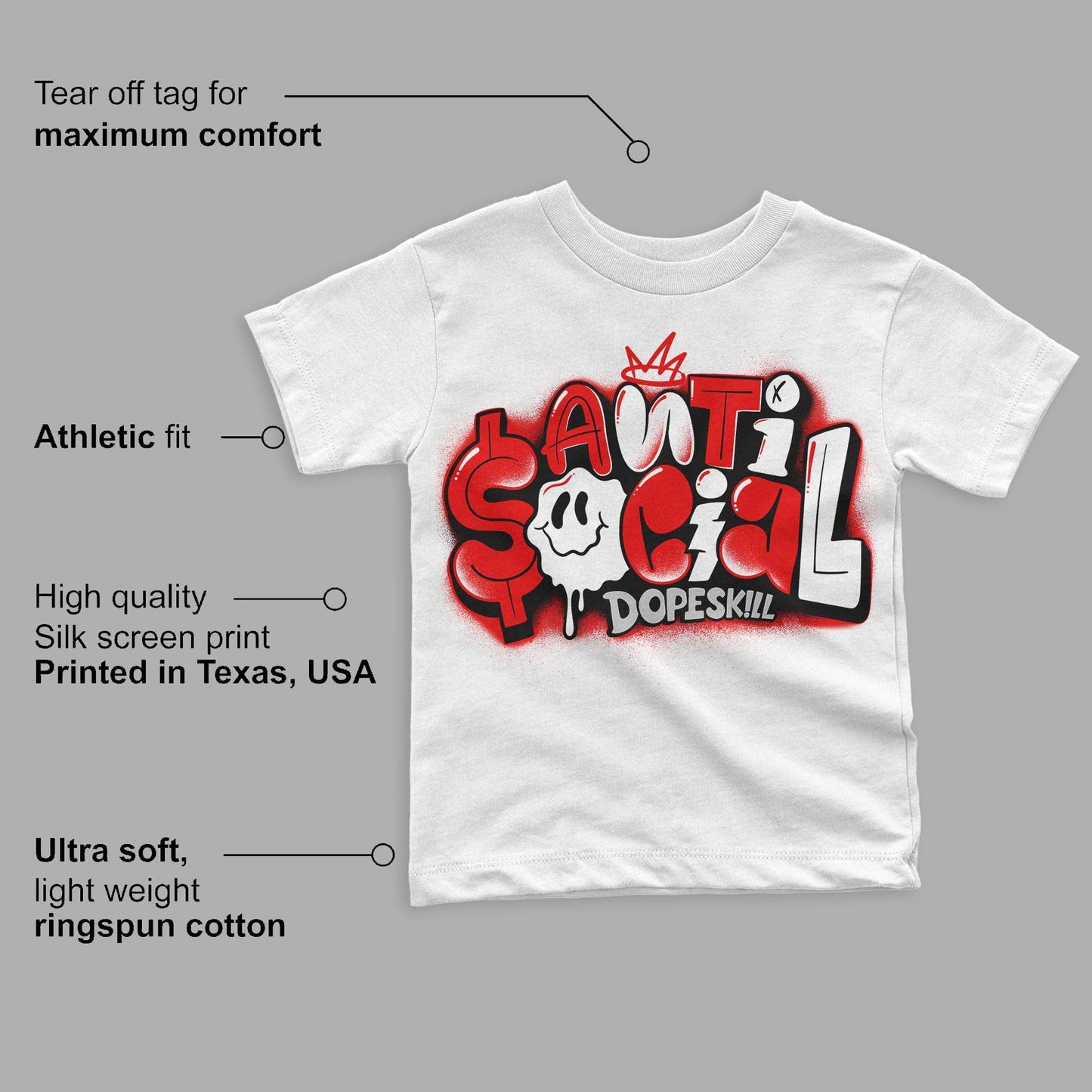 Cherry 12s DopeSkill Toddler Kids T-shirt Anti Social Graphic
