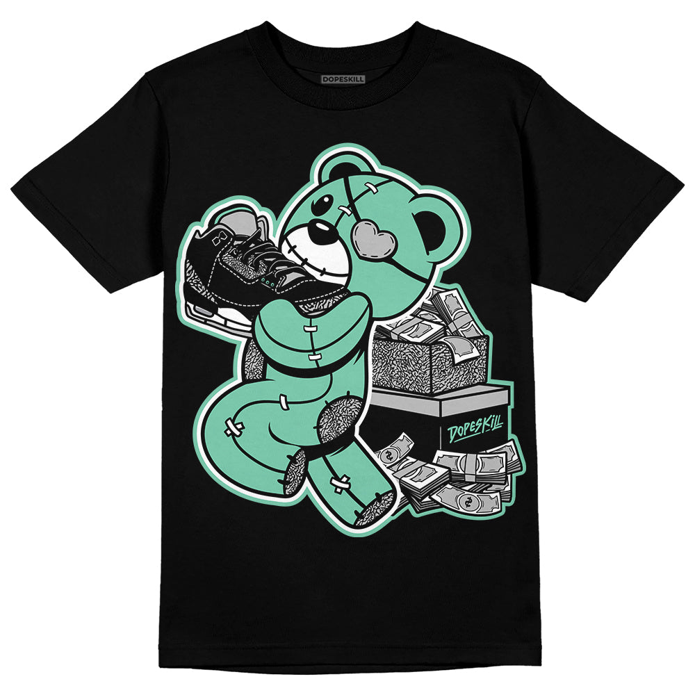 Green Glow 3s DopeSkill T-Shirt Bear Steals Sneaker Graphic