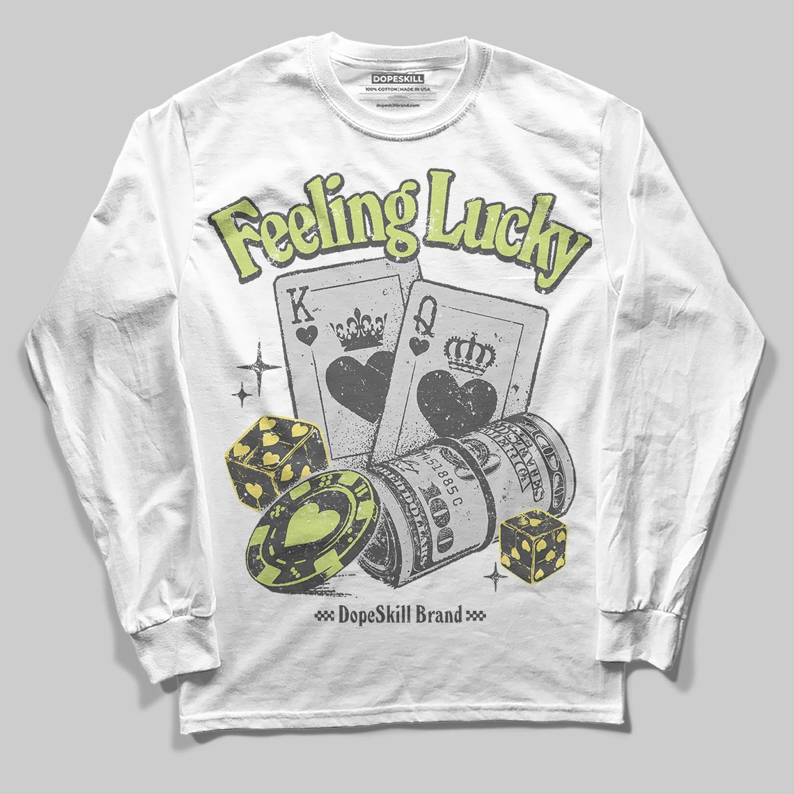 Light Lemon Twist 4s DopeSkill Long Sleeve T-Shirt Feeling Lucky Graphic