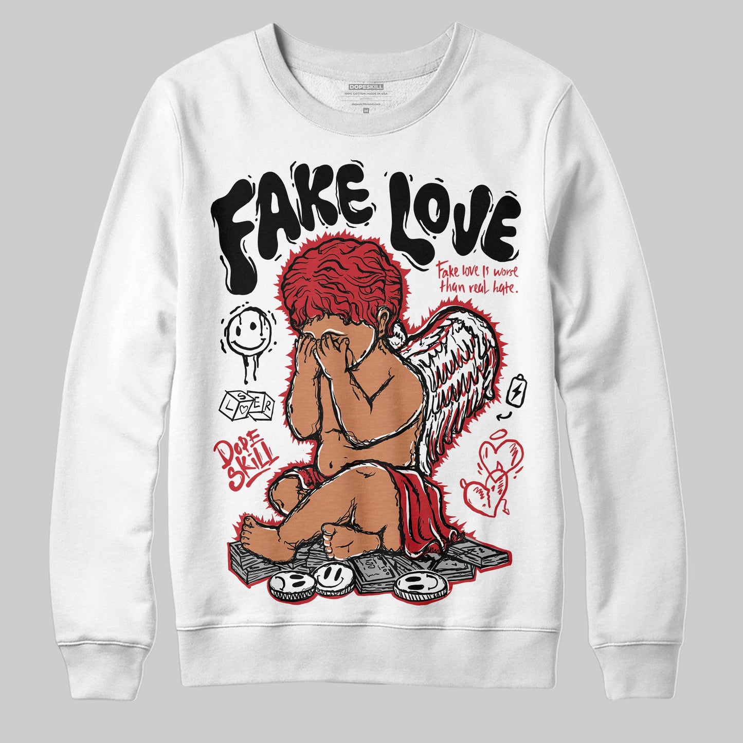 Bred 11s DopeSkill Sweatshirt False Love Graphic