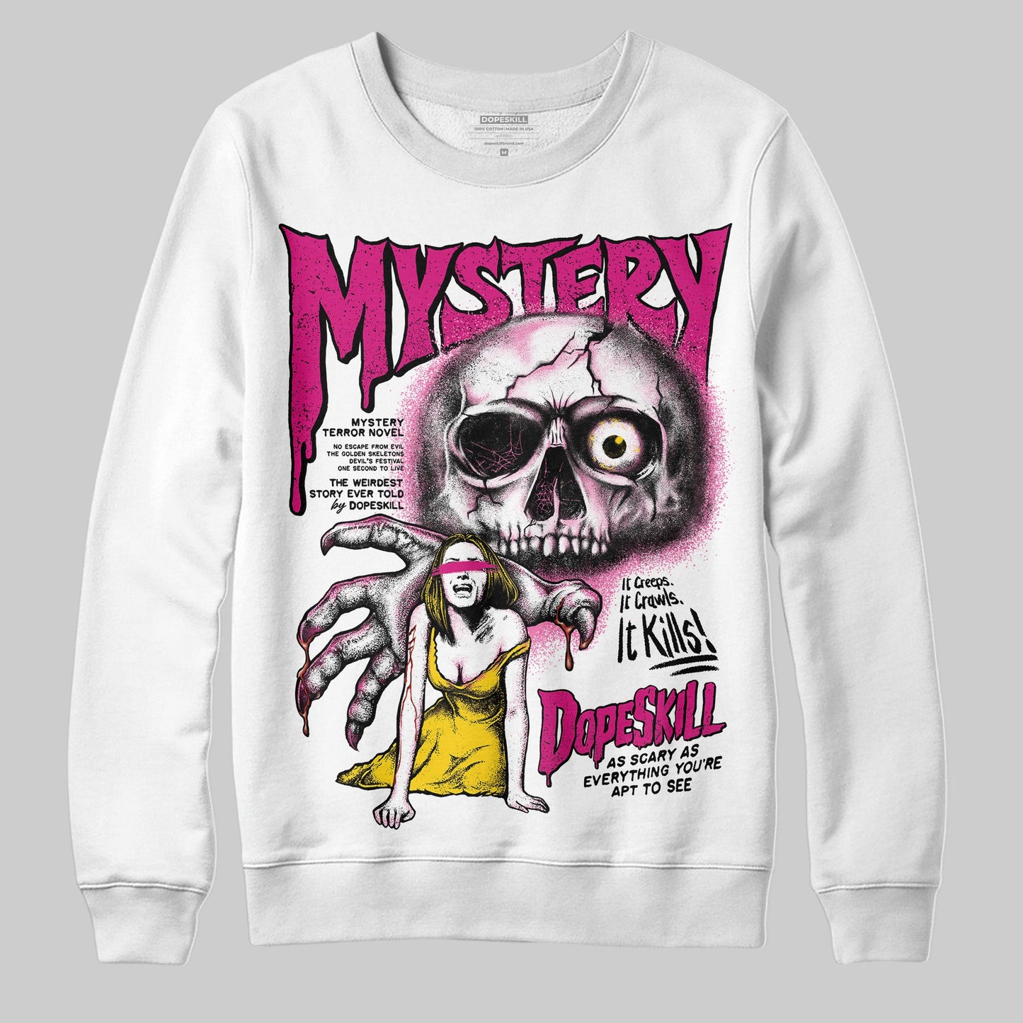 Rick RO Pink Leather Sneakers DopeSkill Sweatshirt Mystery Ghostly Grasp Graphic