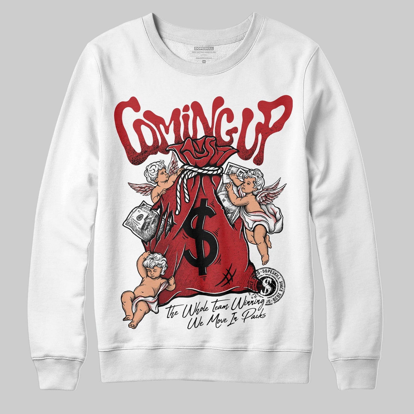 Flu Game 12s DopeSkill Sweatshirt Money Bag Coming Up Graphic