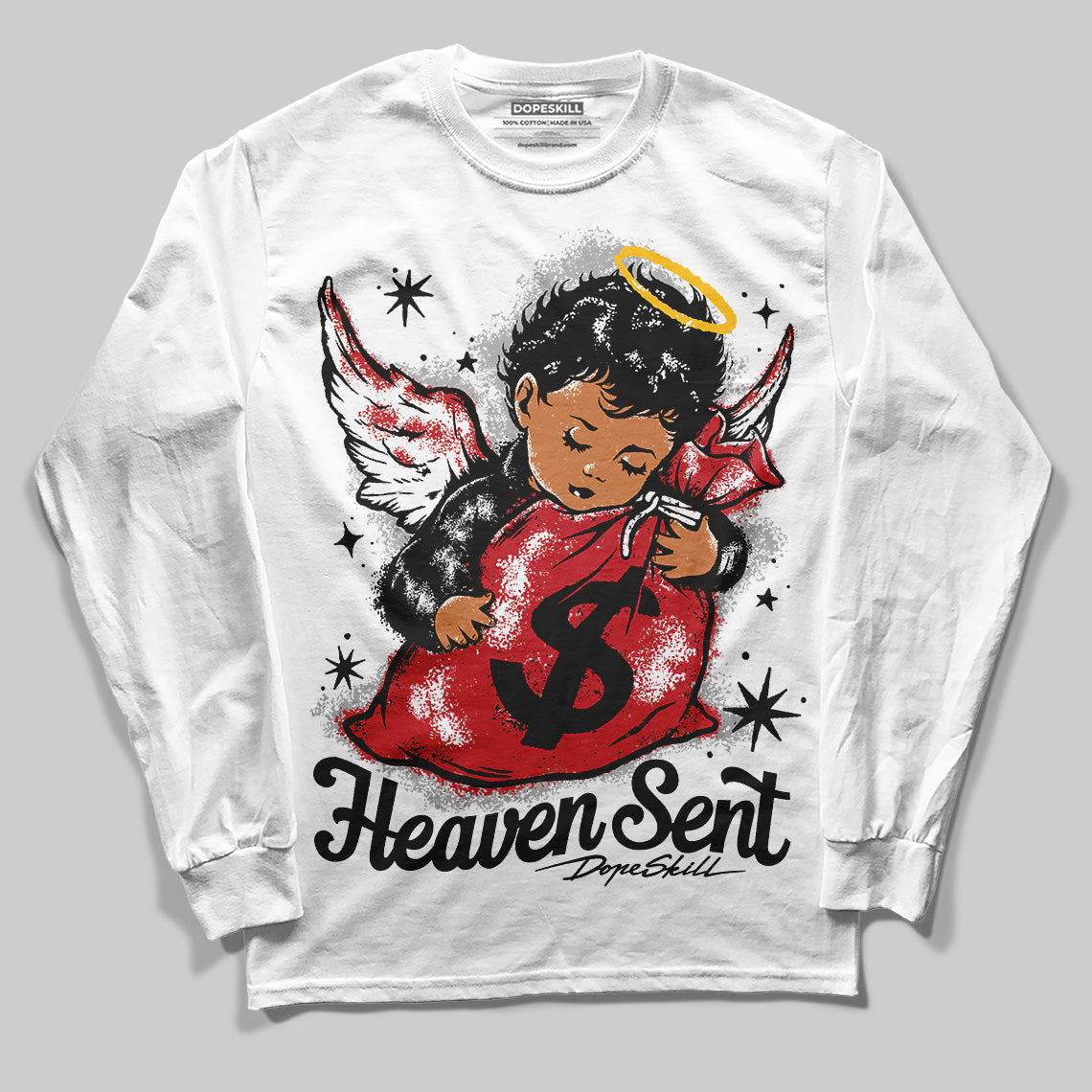 Bred Velvet 11s DopeSkill Long Sleeve T-Shirt Heaven Sent Graphic