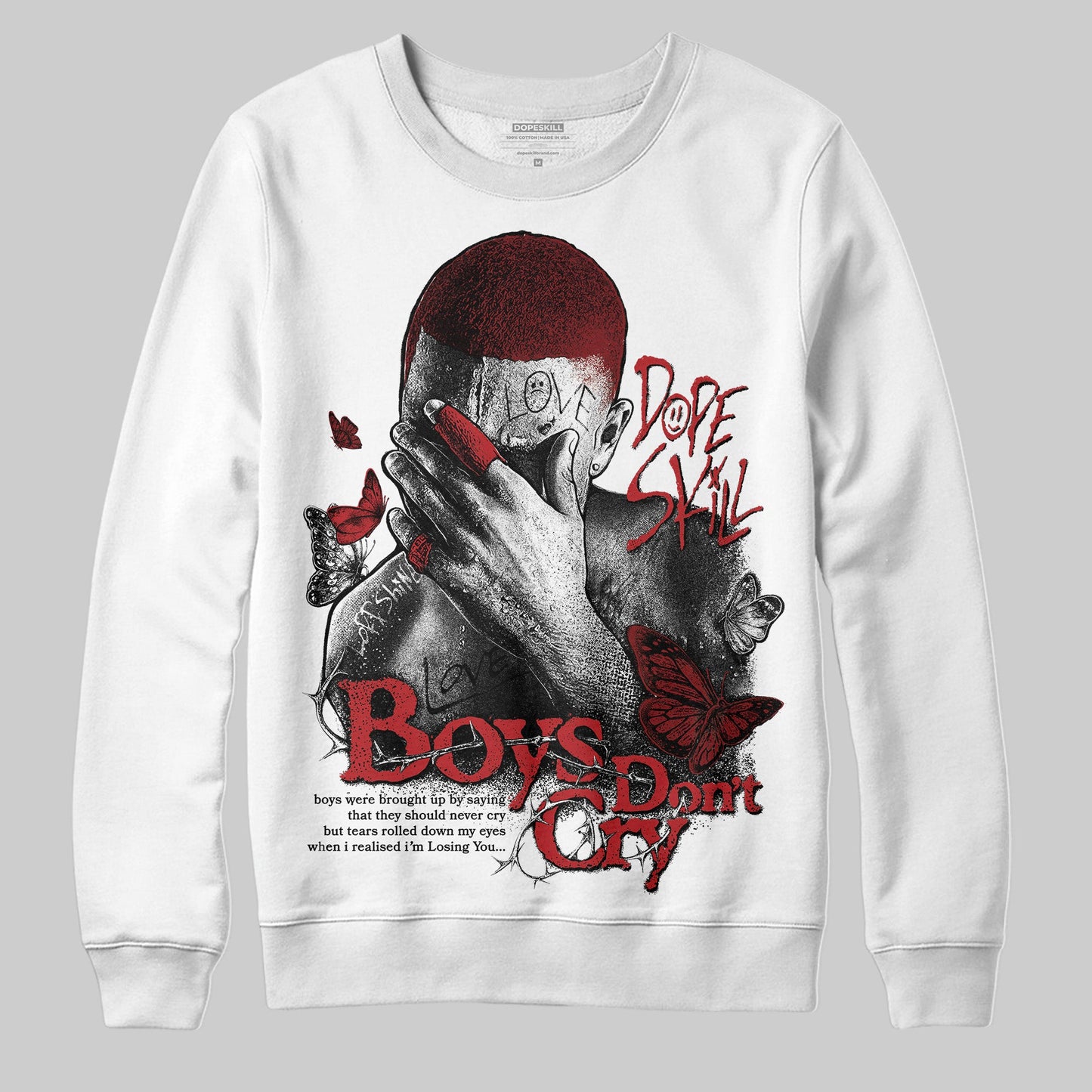Flu Game 12s DopeSkill Sweatshirt Boys Don't Cry Graphic