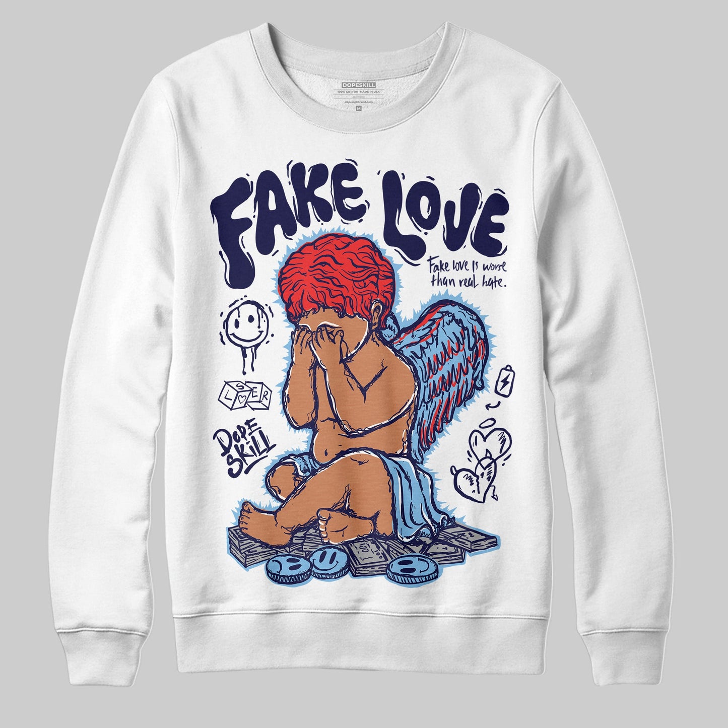 University Blue Collection DopeSkill Sweatshirt False Love Graphic