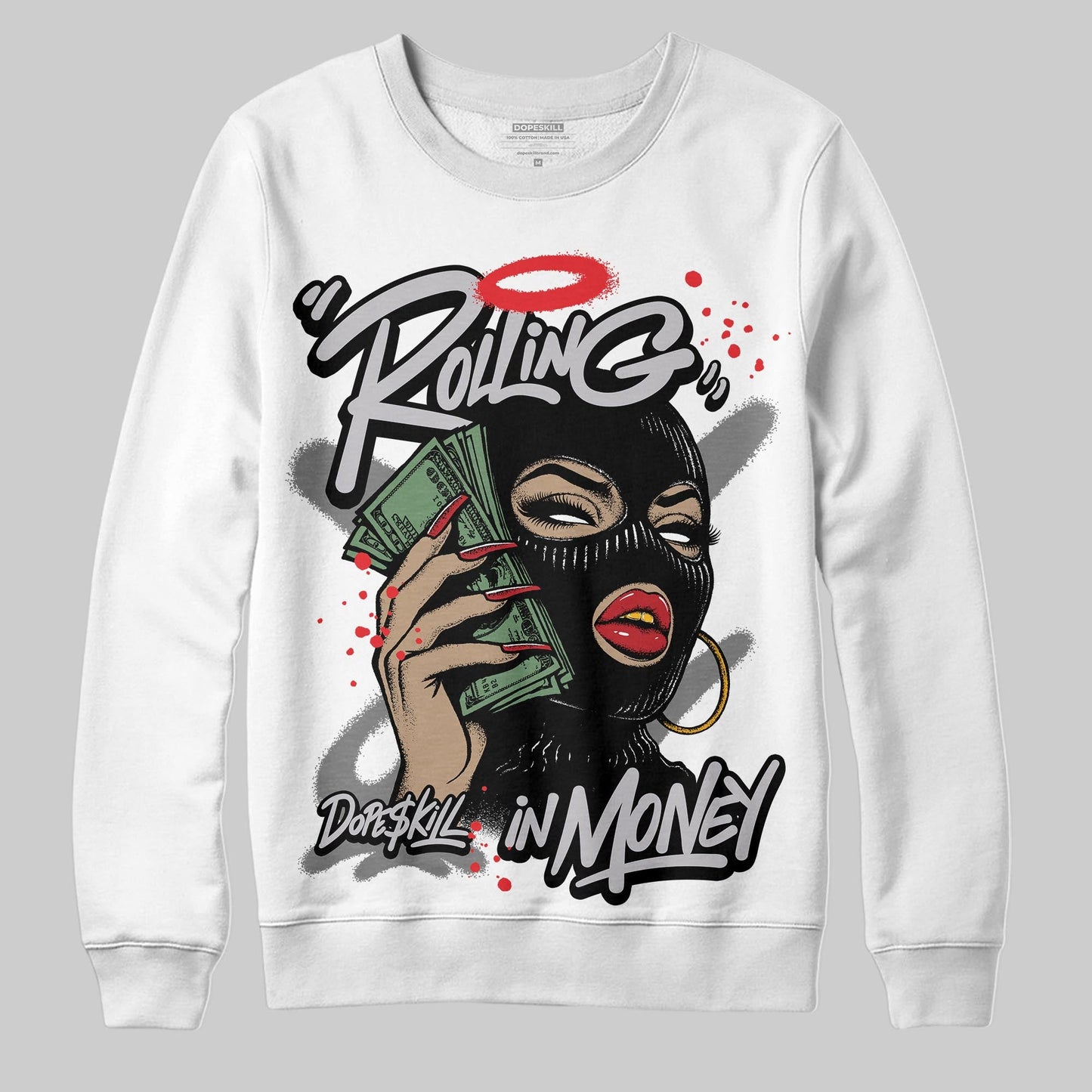 Grey Collection DopeSkill Sweatshirt Rolling in Money Graphic