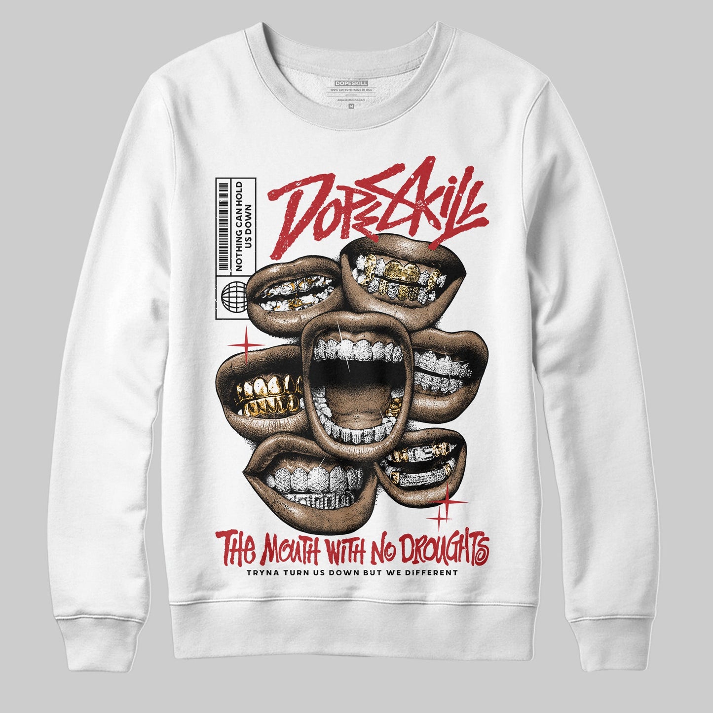 Flu Game 12s DopeSkill Sweatshirt The Mouth With No Droughts Graphic