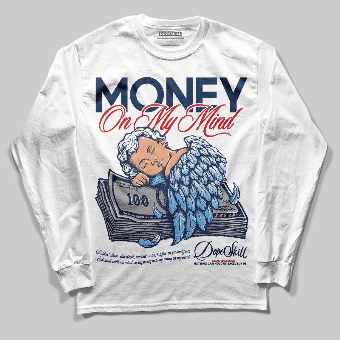 Summit White Navy 4s DopeSkill Long Sleeve T-Shirt MOMM Graphic