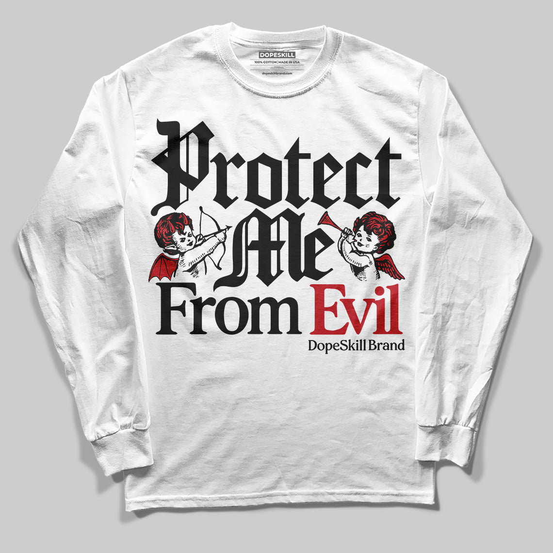 Bred Velvet 11s DopeSkill Long Sleeve T-Shirt Protect Me From Evil Graphic
