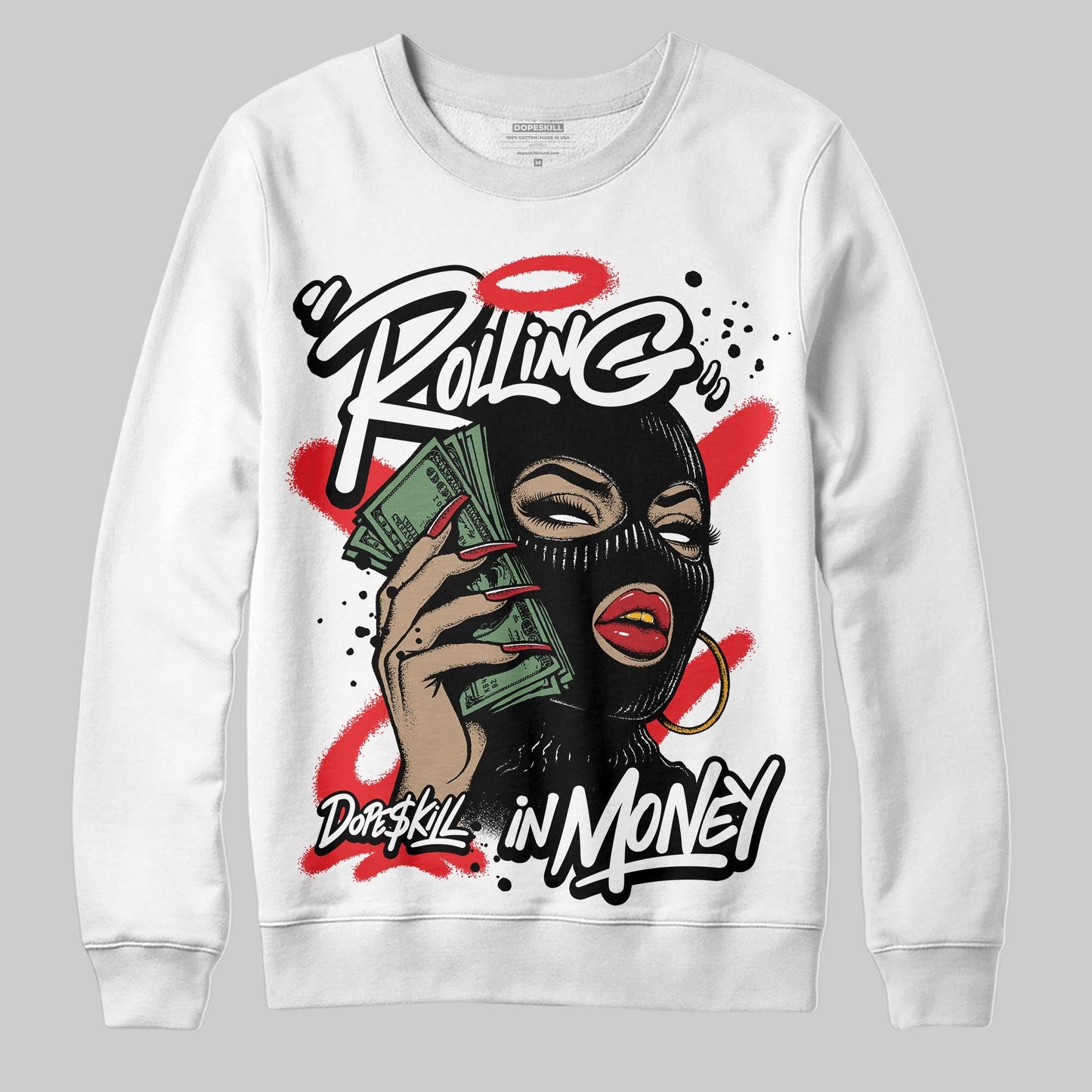 Black and White Collection DopeSkill Sweatshirt Rolling in Money Graphic