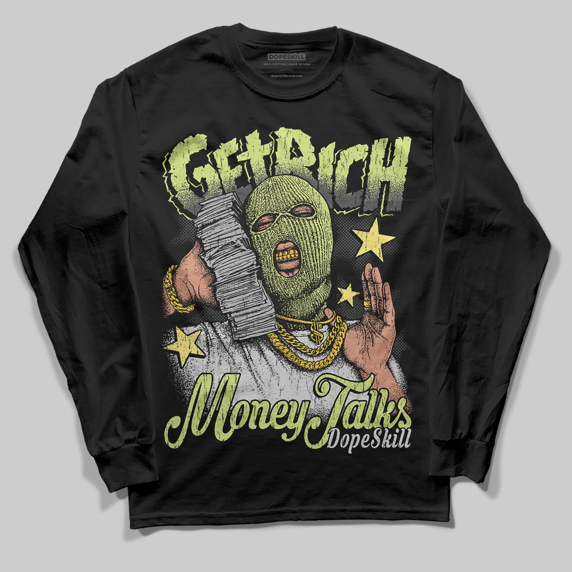 Light Lemon Twist 4s DopeSkill Long Sleeve T-Shirt Get Rich Graphic