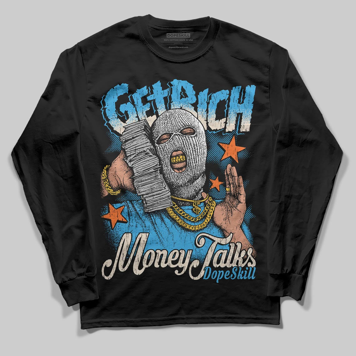 UNC Reimagined 1s DopeSkill Long Sleeve T-Shirt Get Rich Graphic
