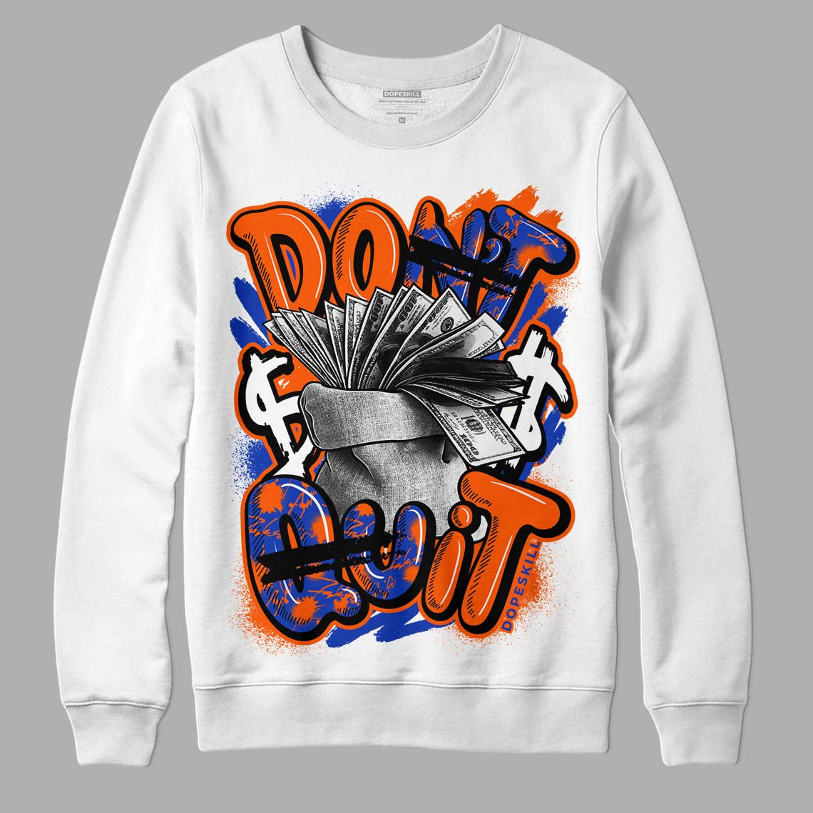 Dunk Low Futura Orange Blaze DopeSkill Sweatshirt Don't Quit Graphic