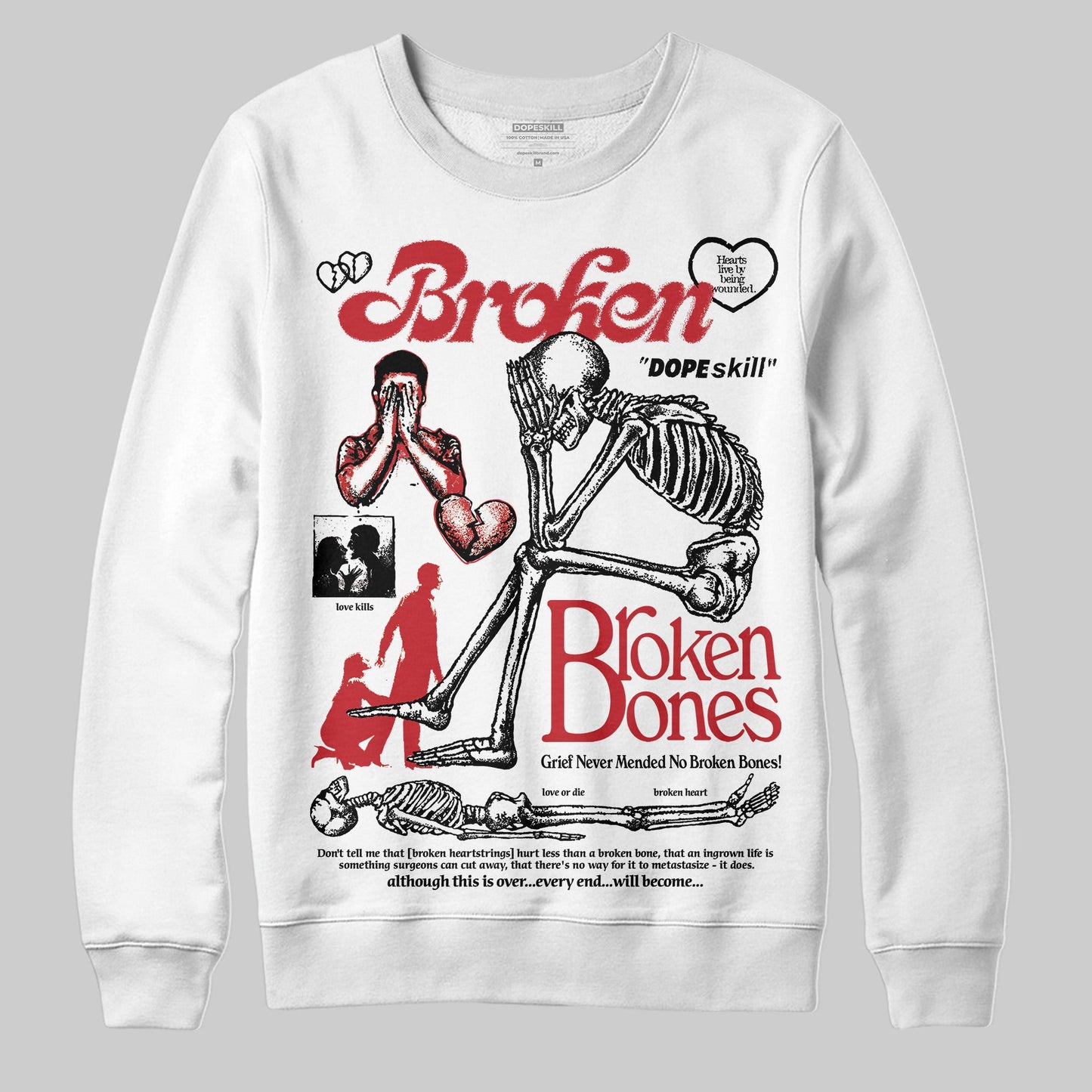 Bred 11s DopeSkill Sweatshirt Broken Bones Graphic