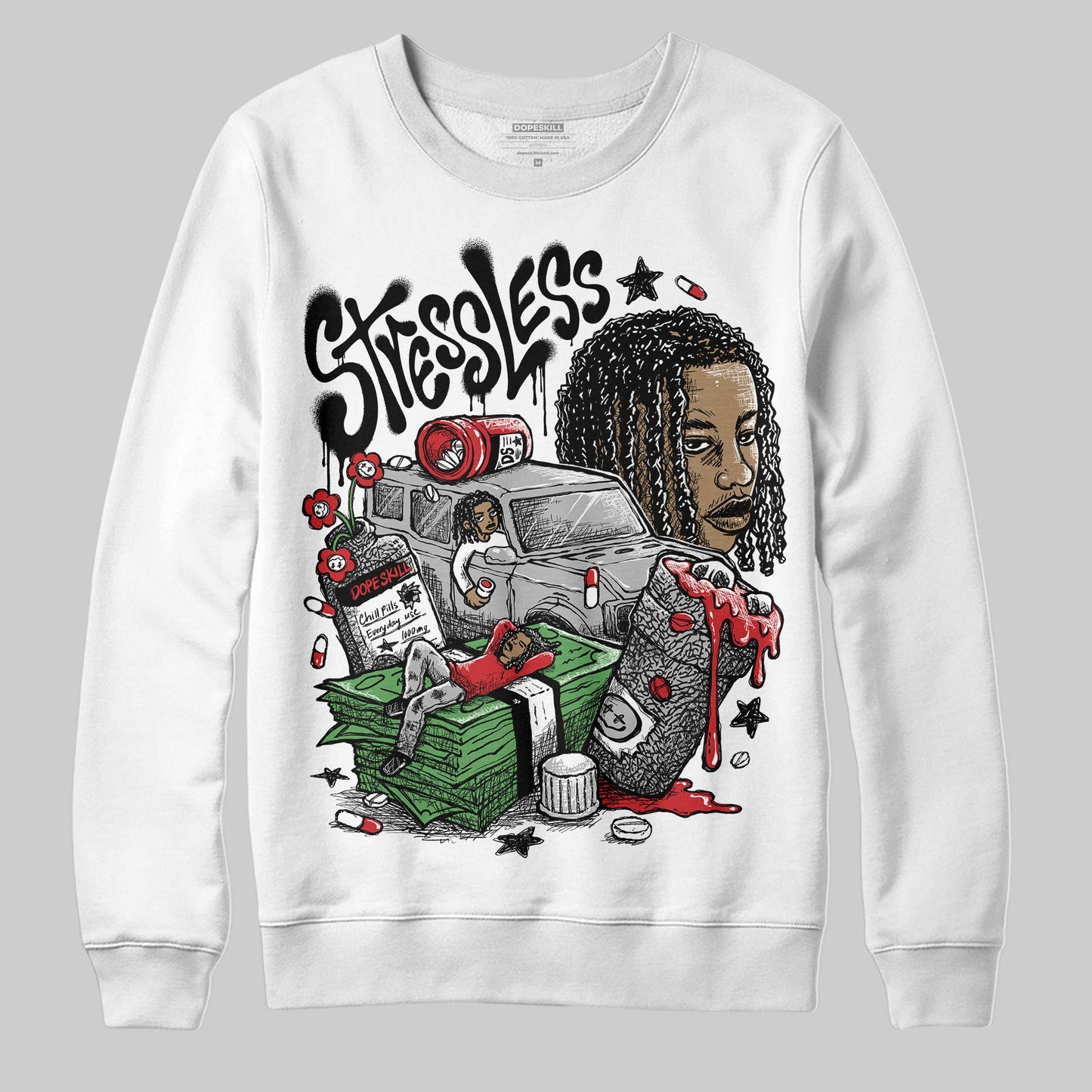 Black Cement 3s DopeSkill Sweatshirt Stressless Graphic