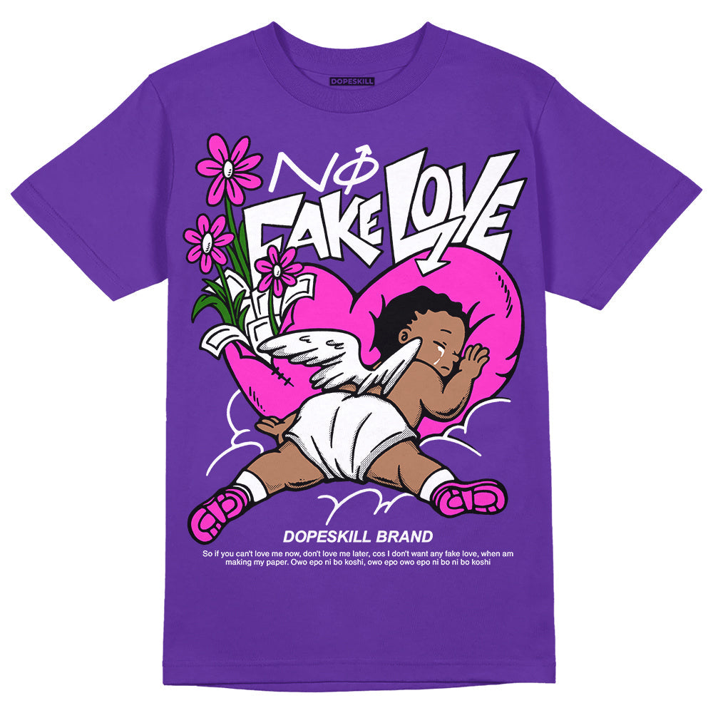PURPLE Collection DopeSkill Purple T-shirt No Fake Love Graphic