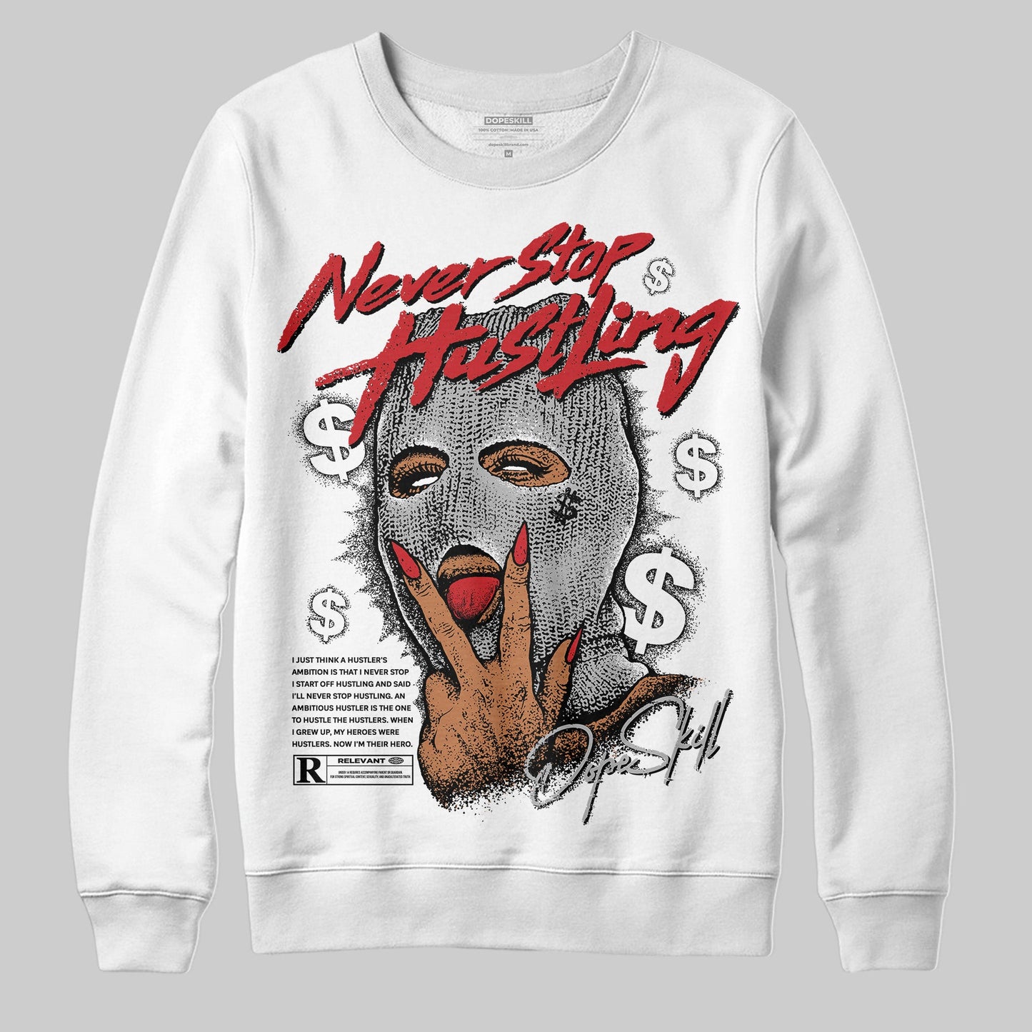 Black Cement 3s DopeSkill Sweatshirt Never Stop Hustling Graphic