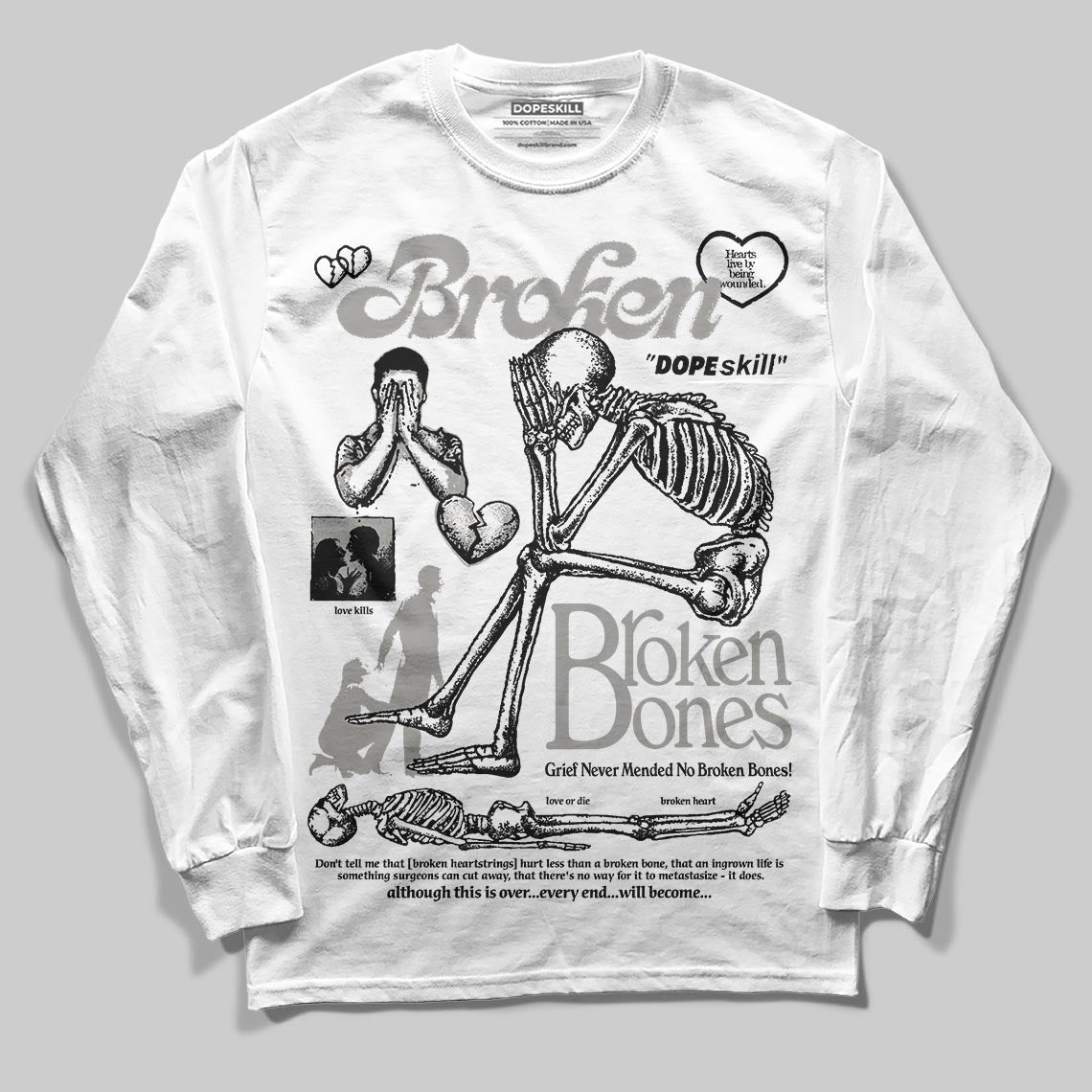 Pure Money 3s DopeSkill Long Sleeve T-Shirt Broken Bones Graphic