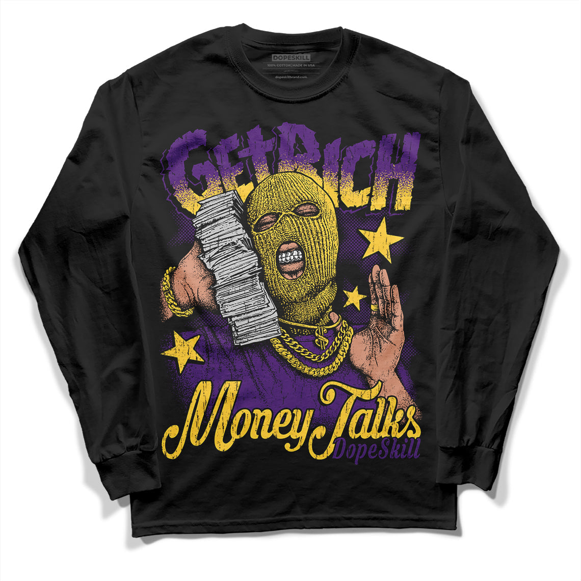Field Purple 12s DopeSkill Long Sleeve T-Shirt Get Rich Graphic