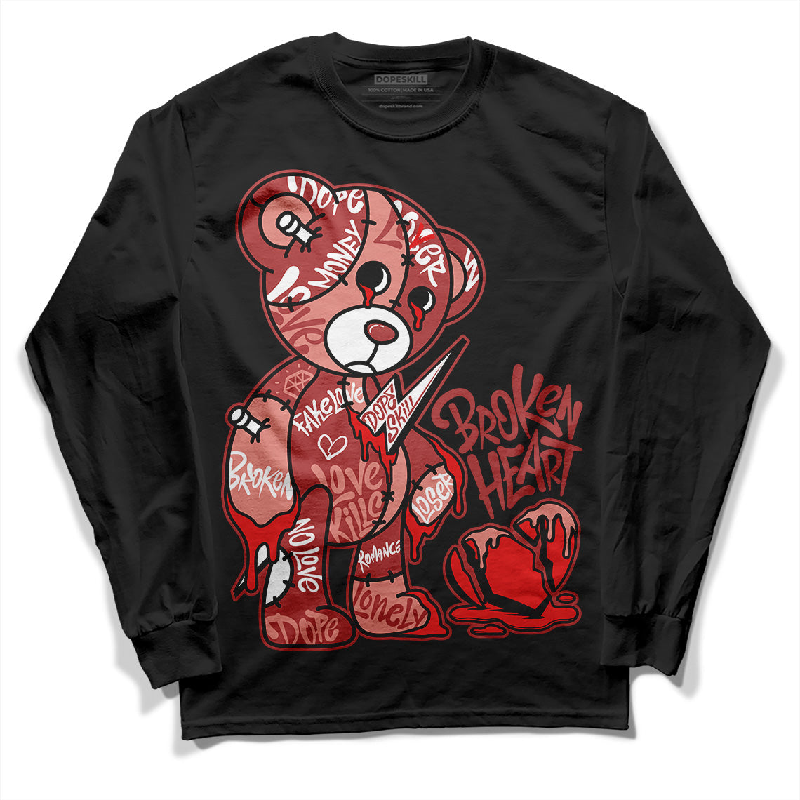 Dune Red 13s DopeSkill Long Sleeve T-Shirt Broken Heart Graphic