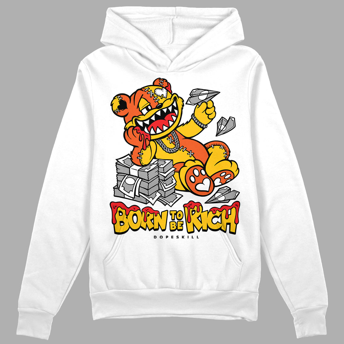 Yellow Collection DopeSkill Hoodie Sweatshirt Born To Be Rich Graphic