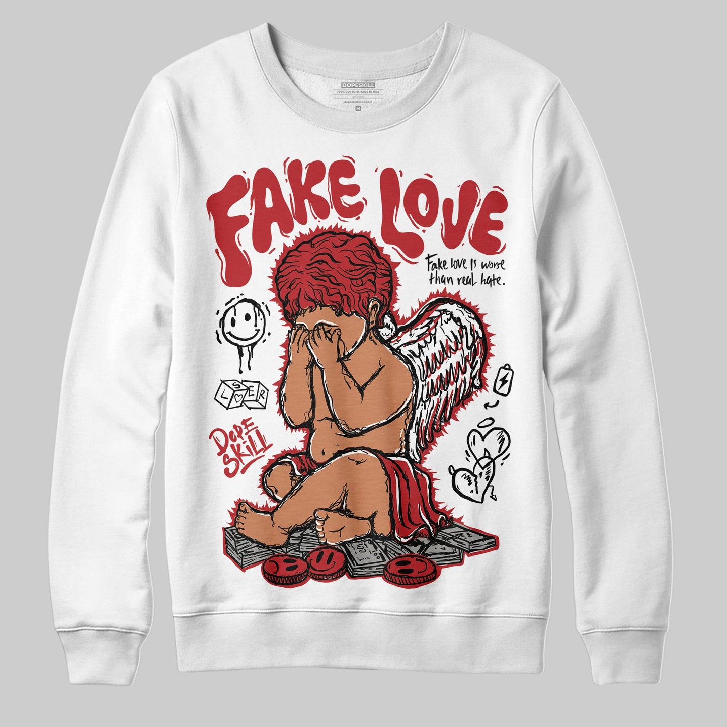 Flu Game 12s DopeSkill Sweatshirt False Love Graphic