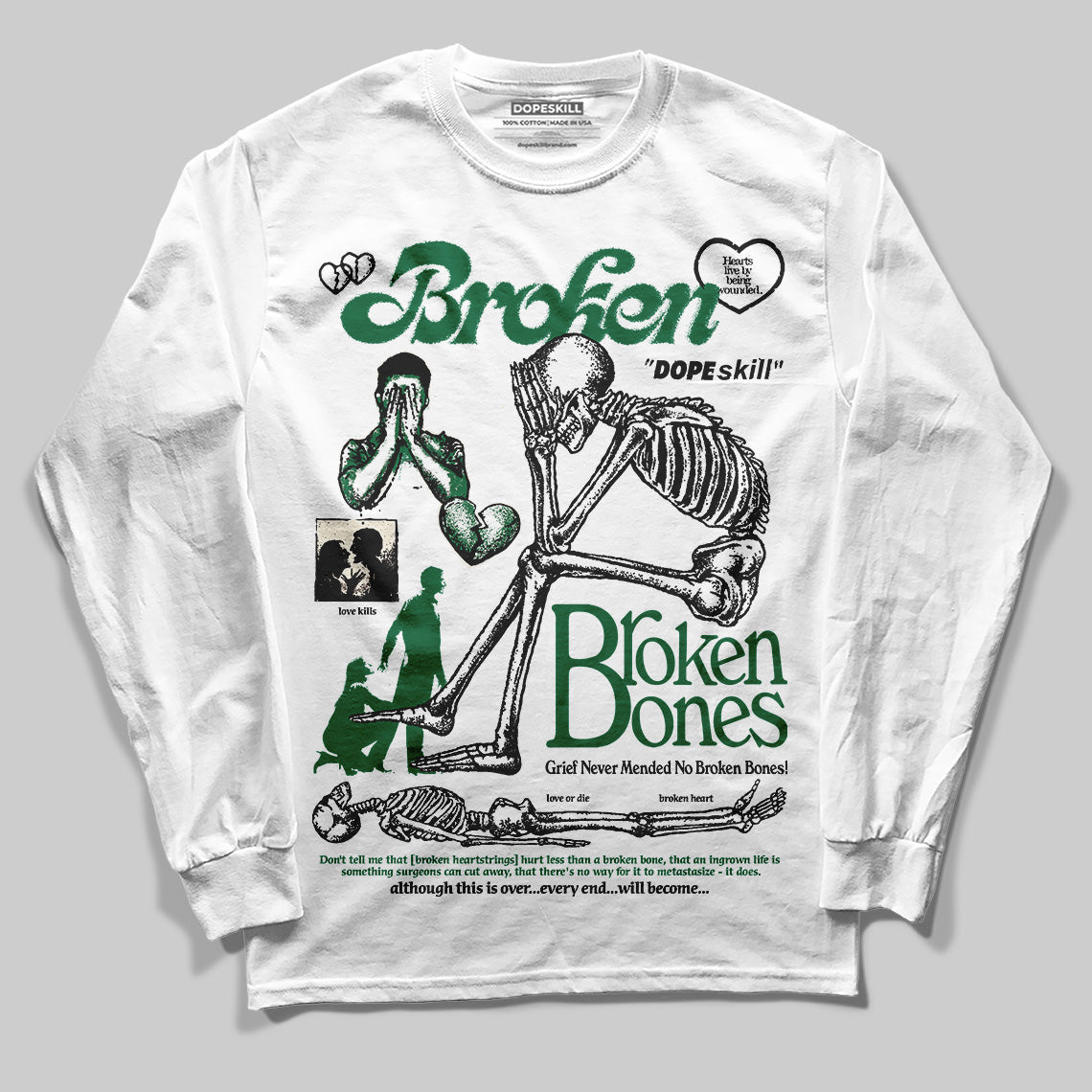 Pine Green 13s DopeSkill Long Sleeve T-Shirt Broken Bones Graphic