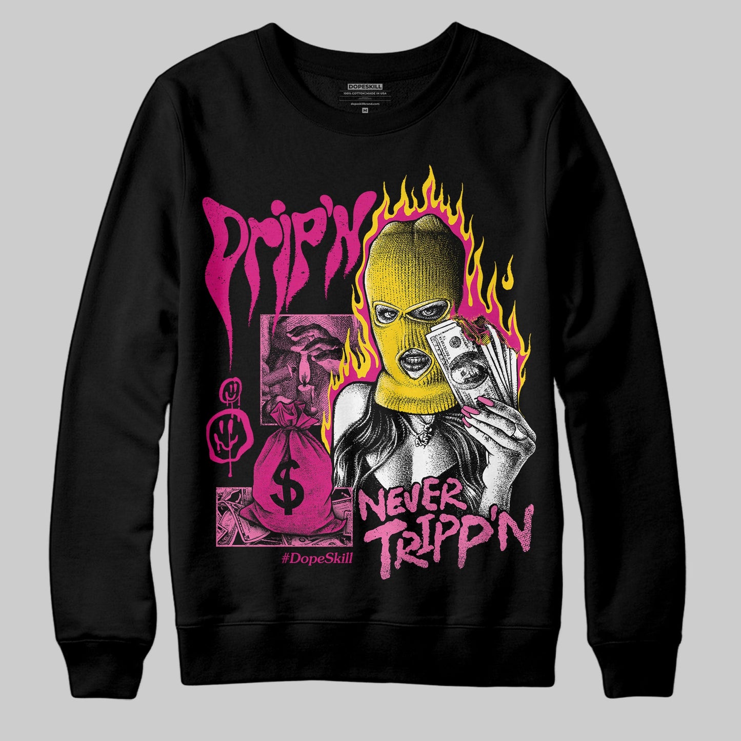 Rick RO Pink Leather Sneakers DopeSkill Sweatshirt Drip'n Never Tripp'n Graphic