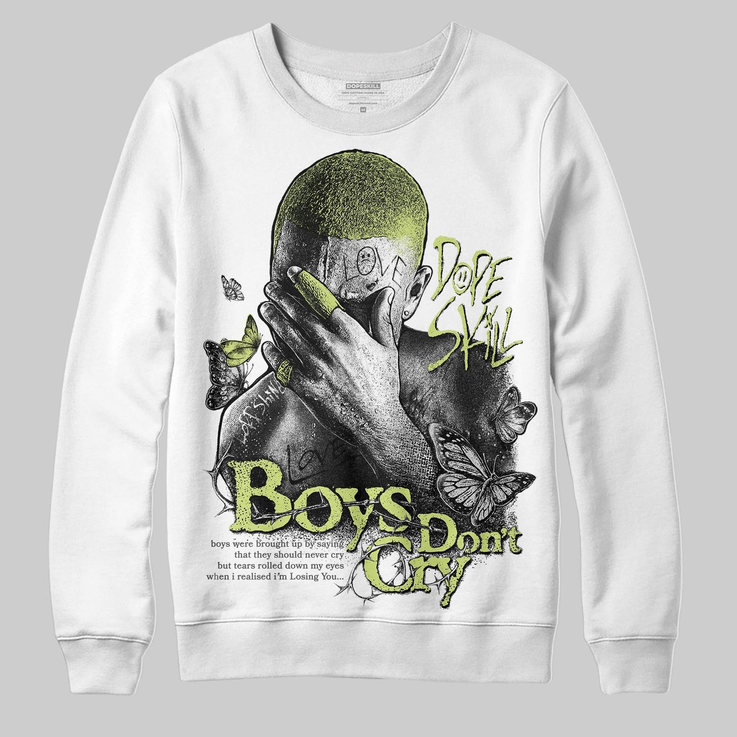 Light Lemon Twist 4s DopeSkill Sweatshirt Boys Don't Cry Graphic