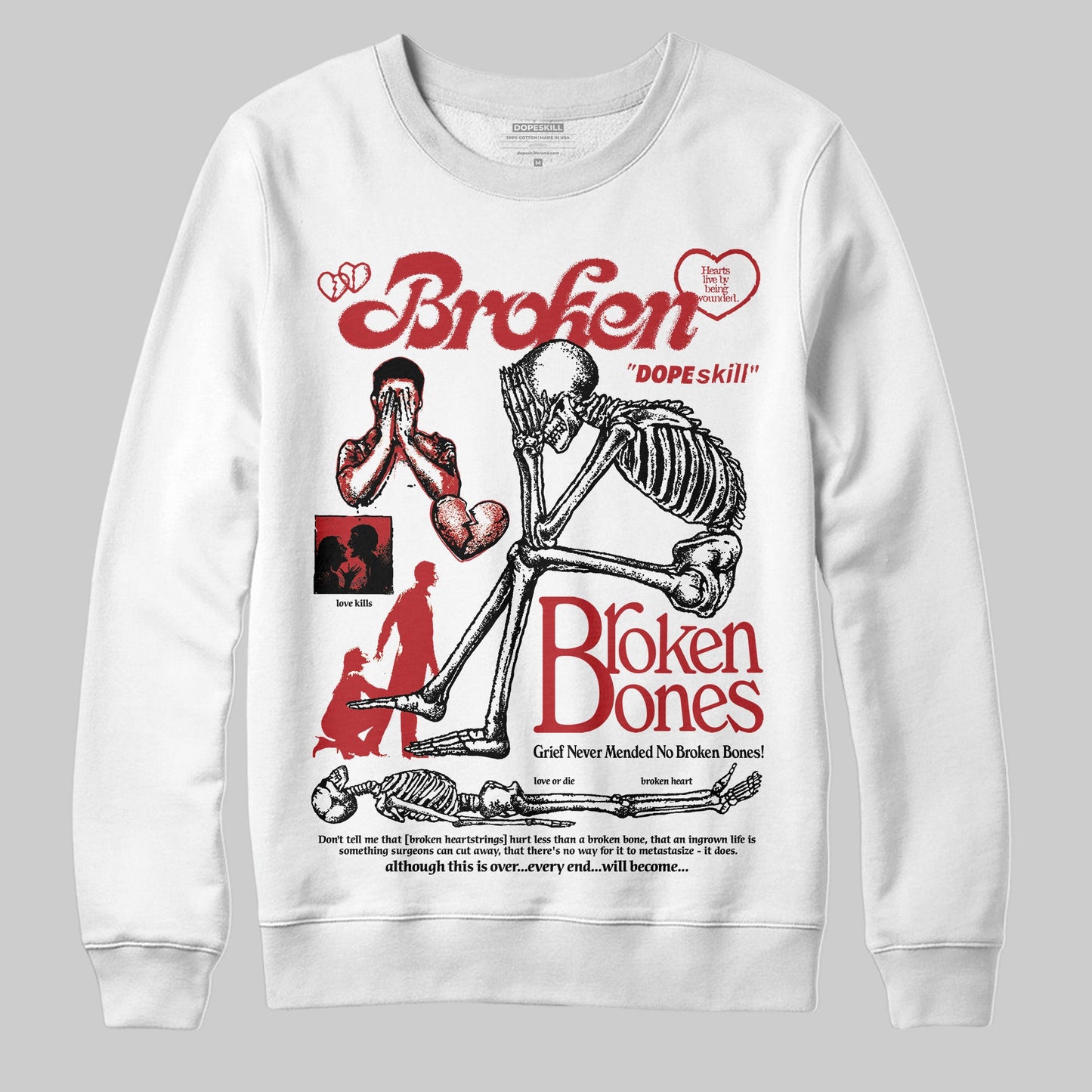 Flu Game 12s DopeSkill Sweatshirt Broken Bones Graphic