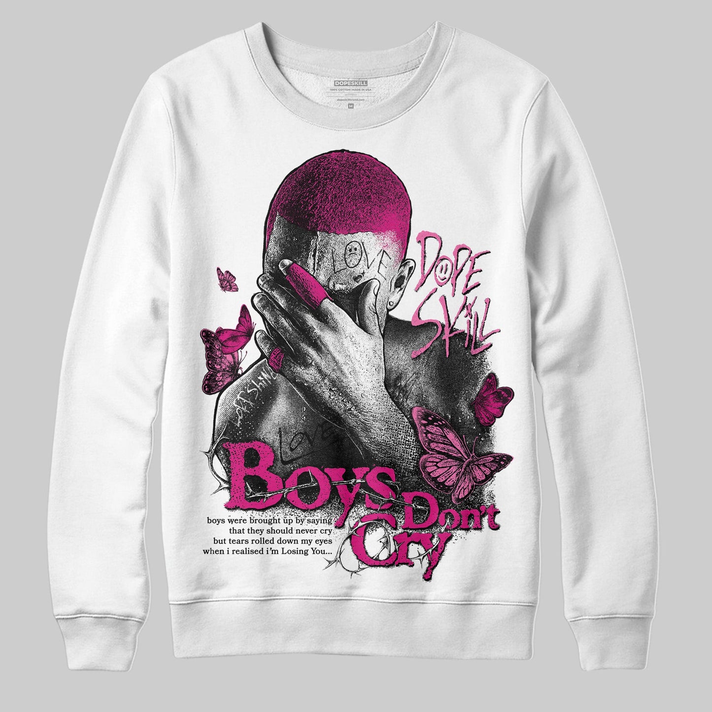 Rick RO Pink Leather Sneakers DopeSkill Sweatshirt Boys Don't Cry Graphic