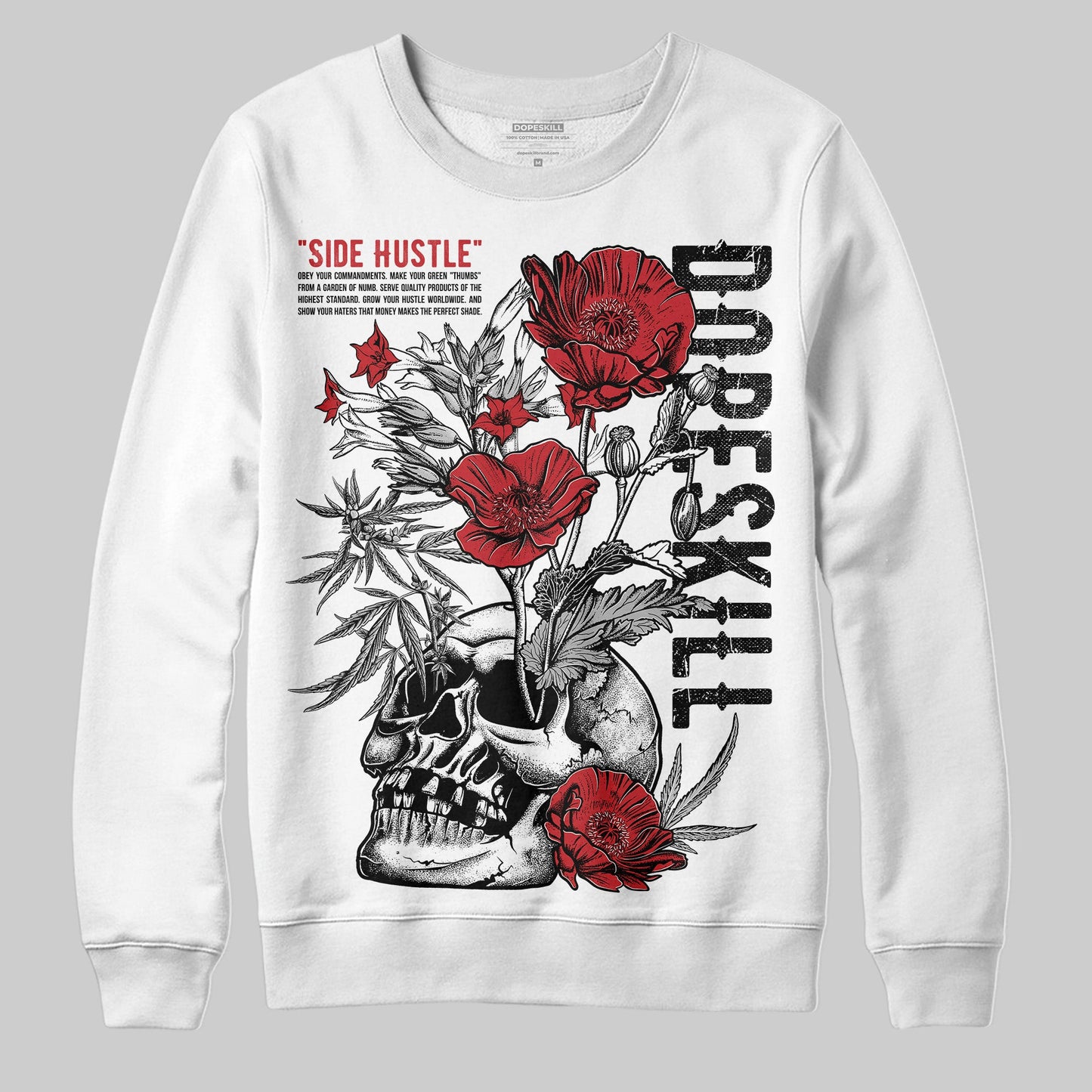 Bred 11s DopeSkill Sweatshirt Side Hustle Graphic