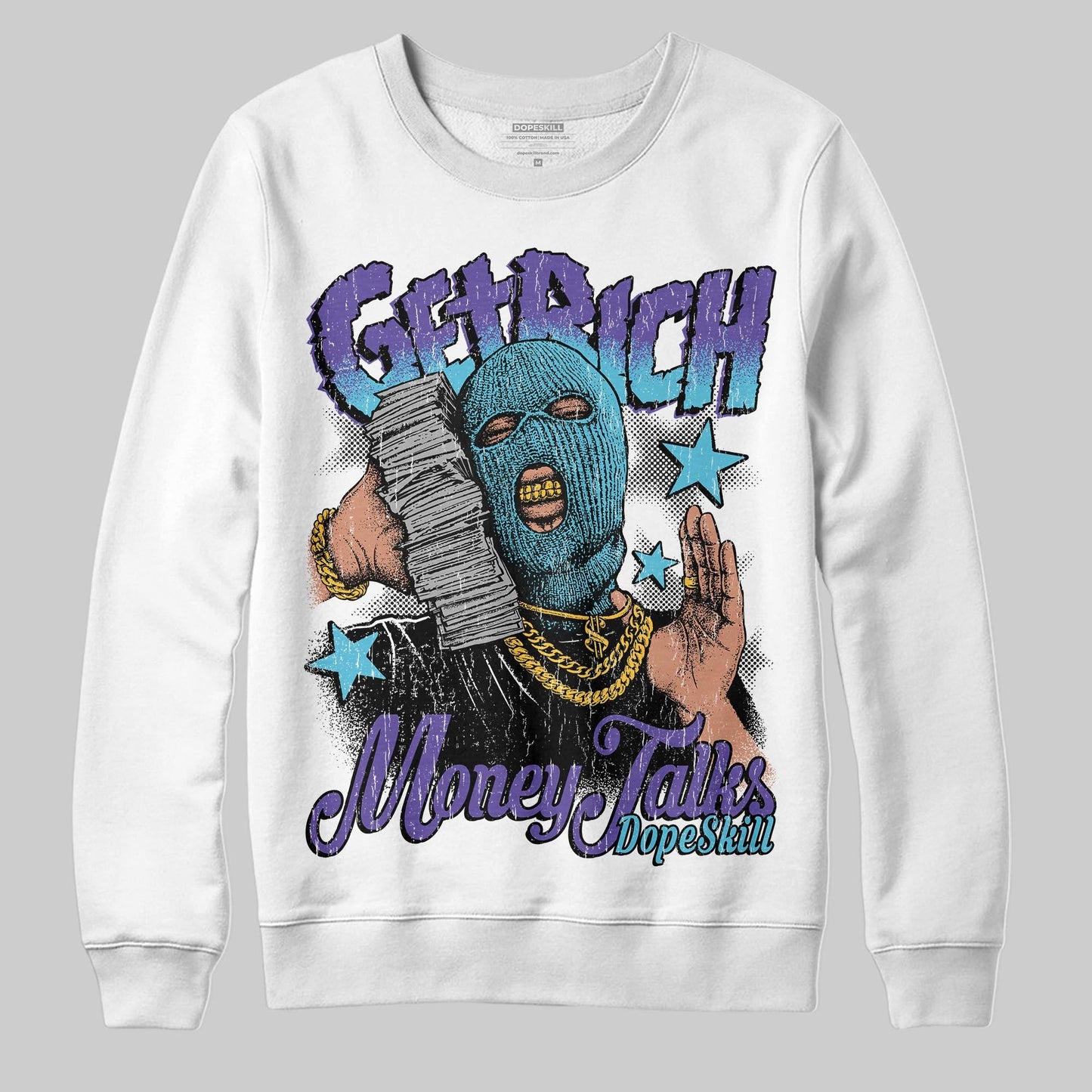 Aqua 8s DopeSkill Sweatshirt Get Rich Graphic